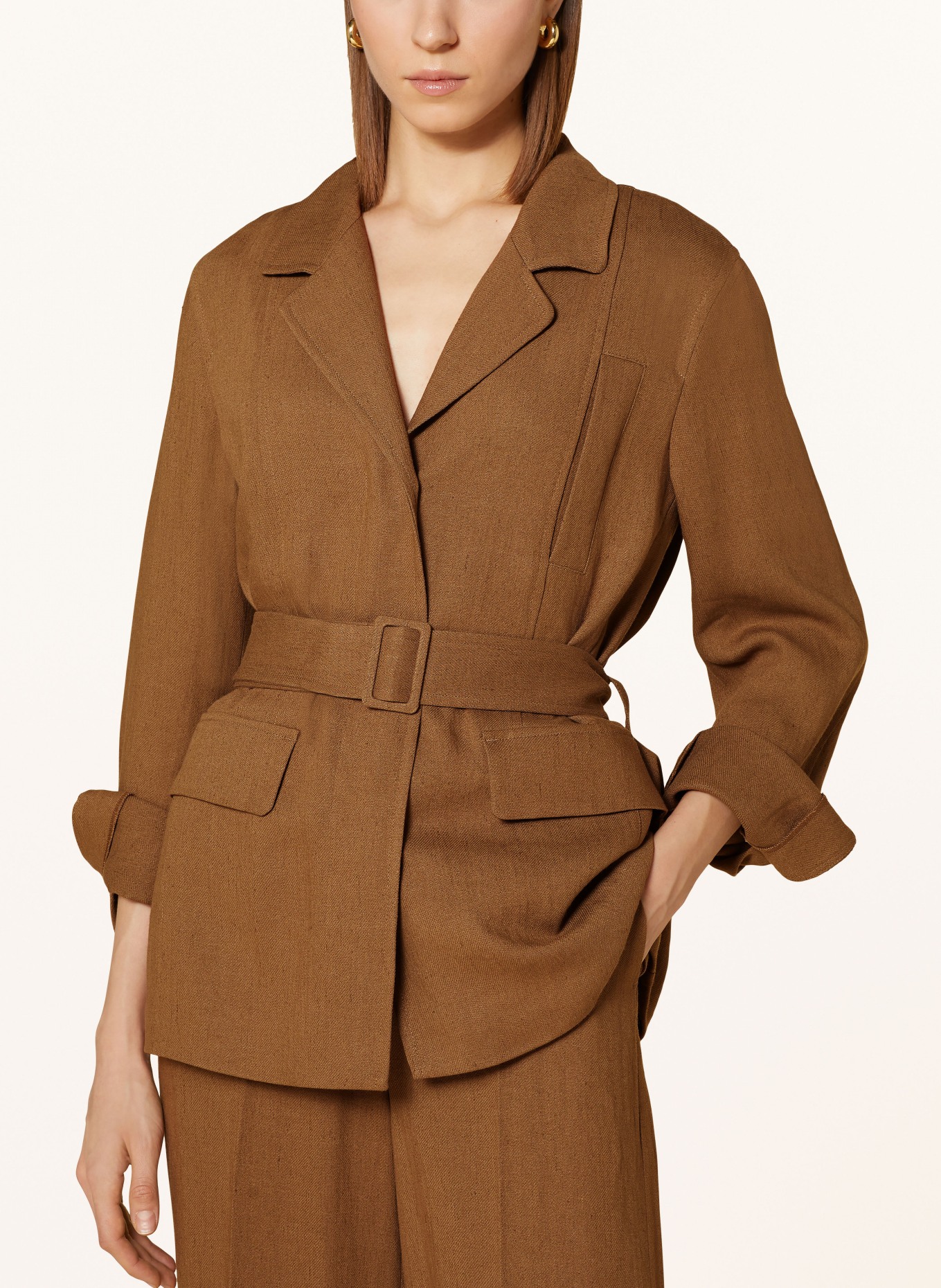 LUISA CERANO Blazer with linen, Color: OLIVE (Image 4)