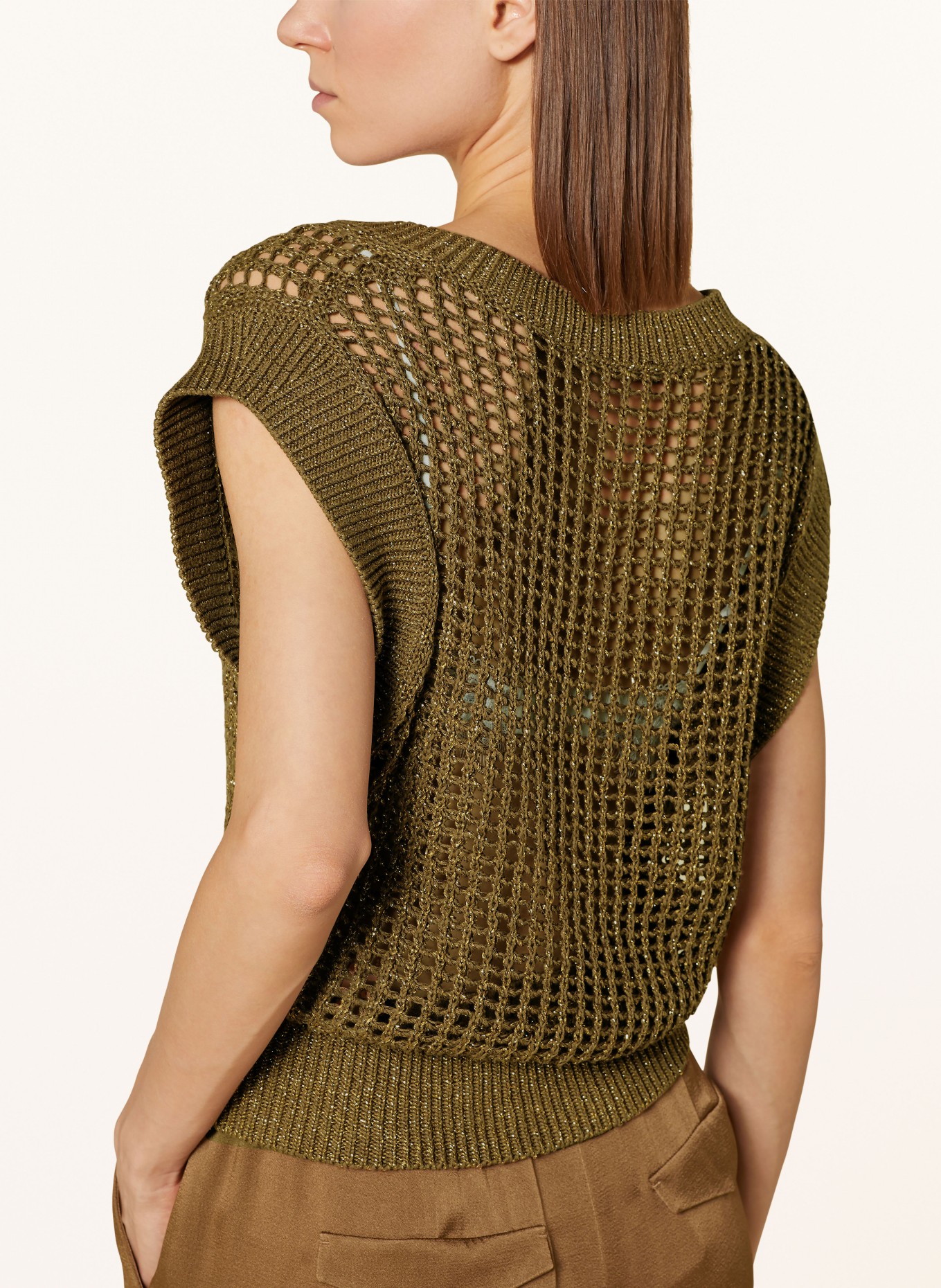 LUISA CERANO Sweater vest with glitter thread, Color: BROWN (Image 4)