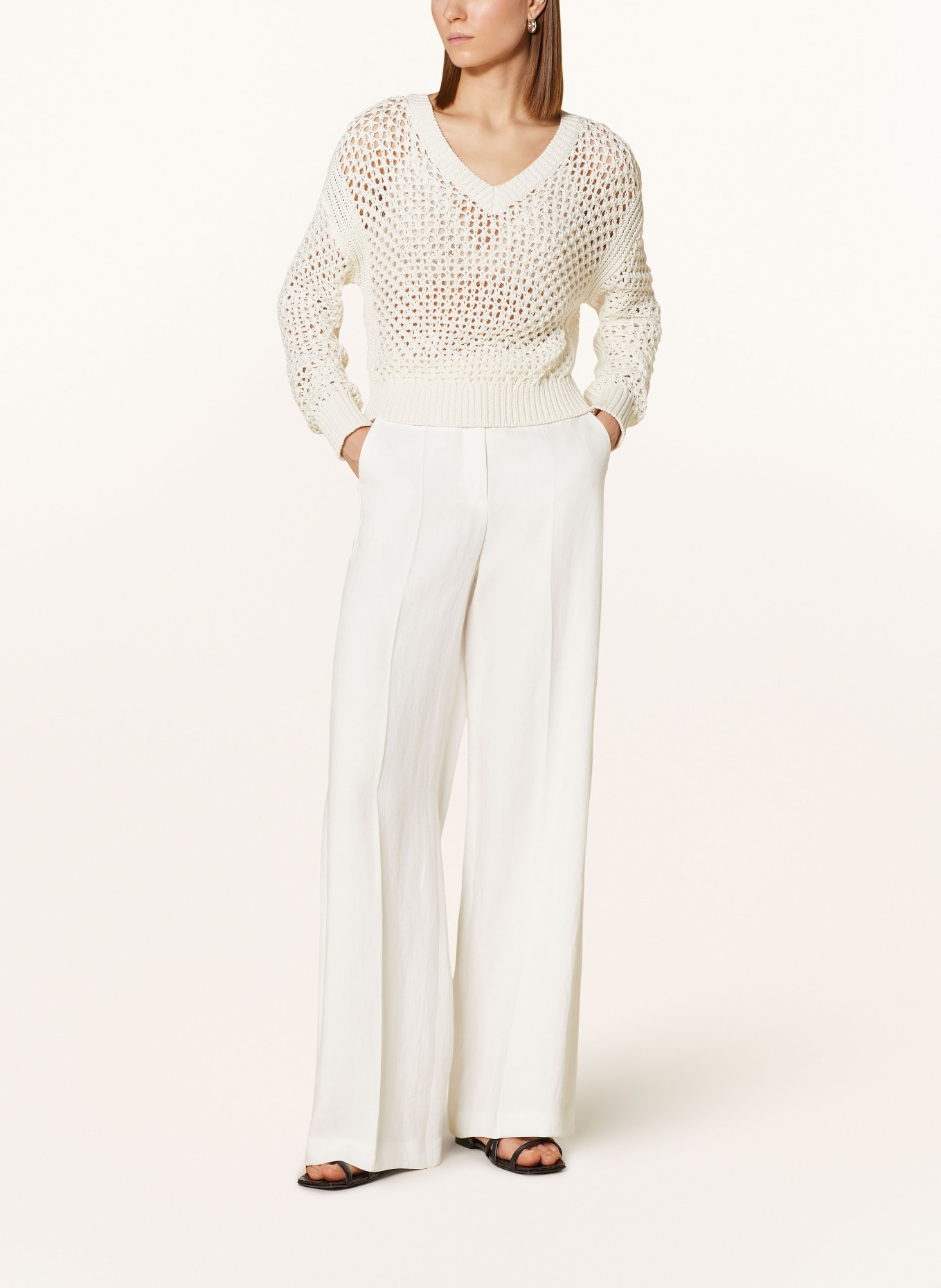 LUISA CERANO Wide leg trousers made of linen, Color: WHITE (Image 2)