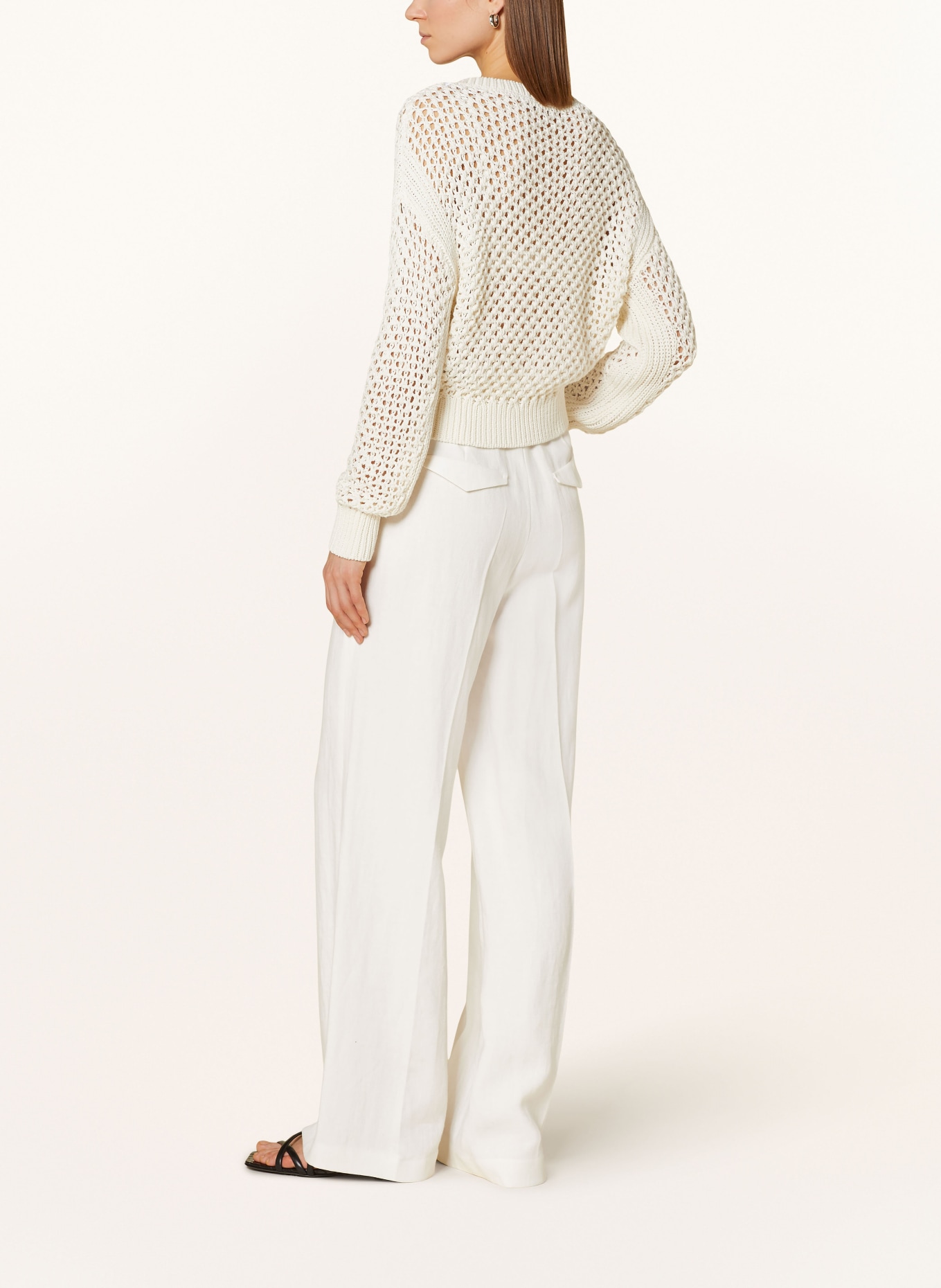 LUISA CERANO Wide leg trousers made of linen, Color: WHITE (Image 3)