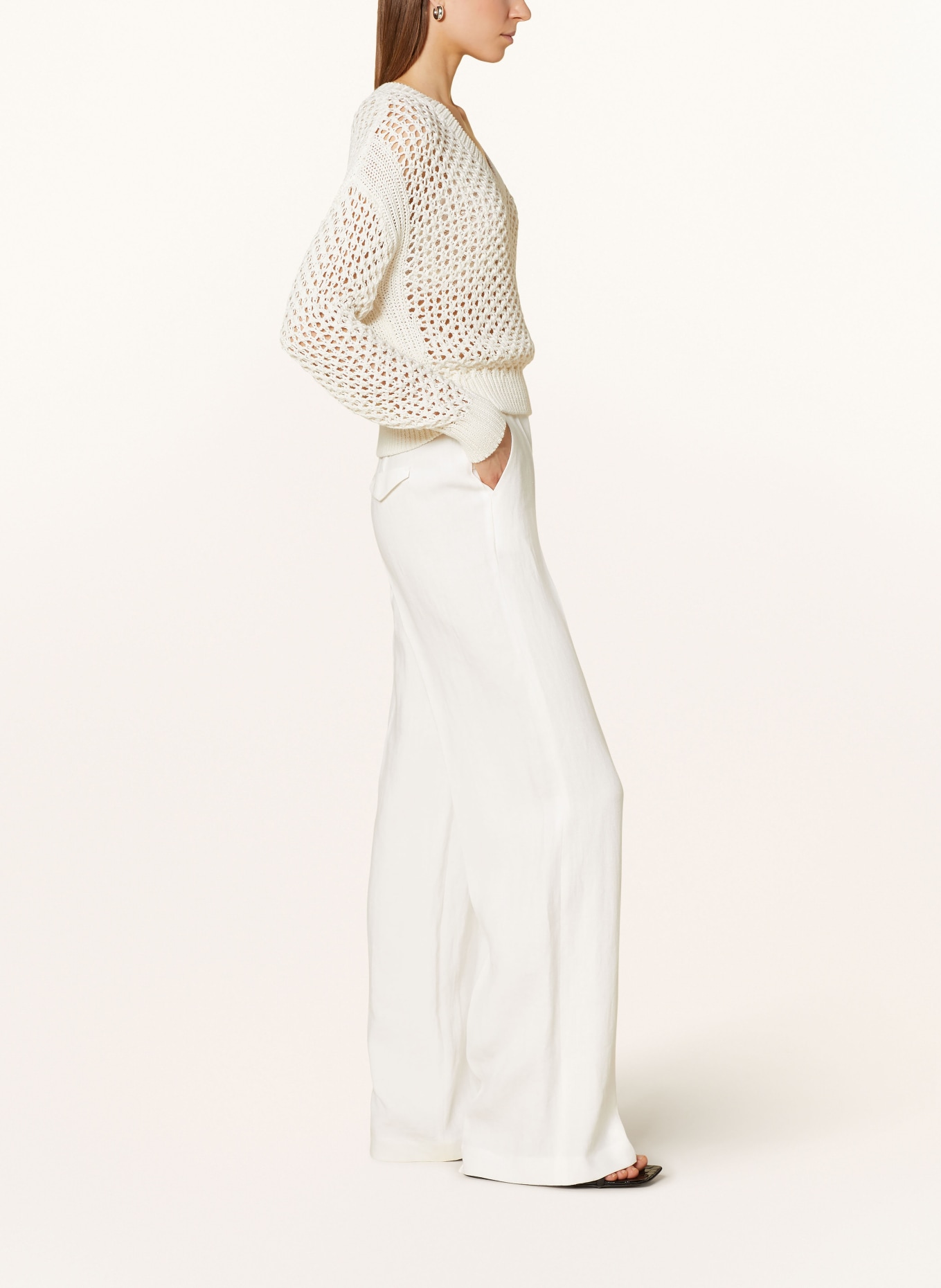 LUISA CERANO Wide leg trousers made of linen, Color: WHITE (Image 4)
