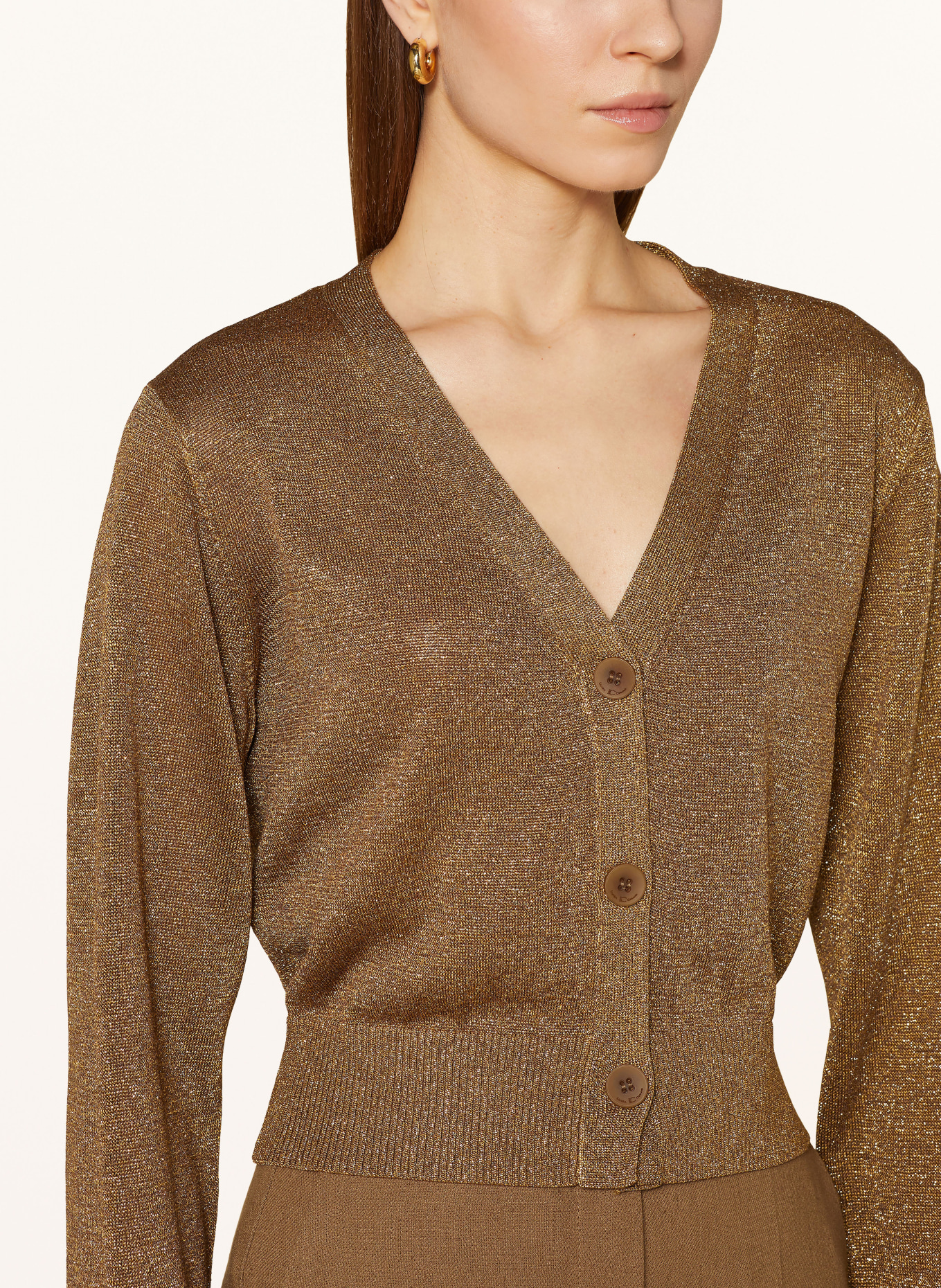 LUISA CERANO Cardigan with glitter thread, Color: GOLD (Image 4)