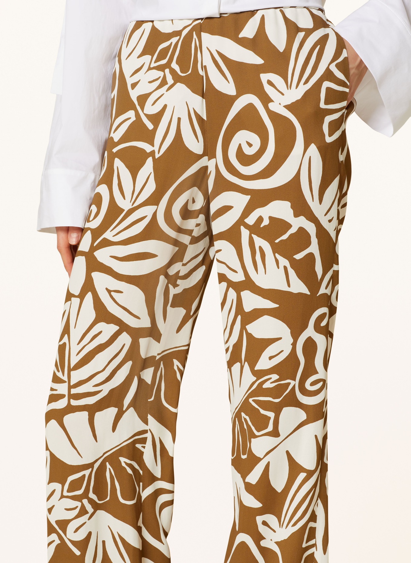 LUISA CERANO Wide leg trousers, Color: KHAKI/ WHITE (Image 5)