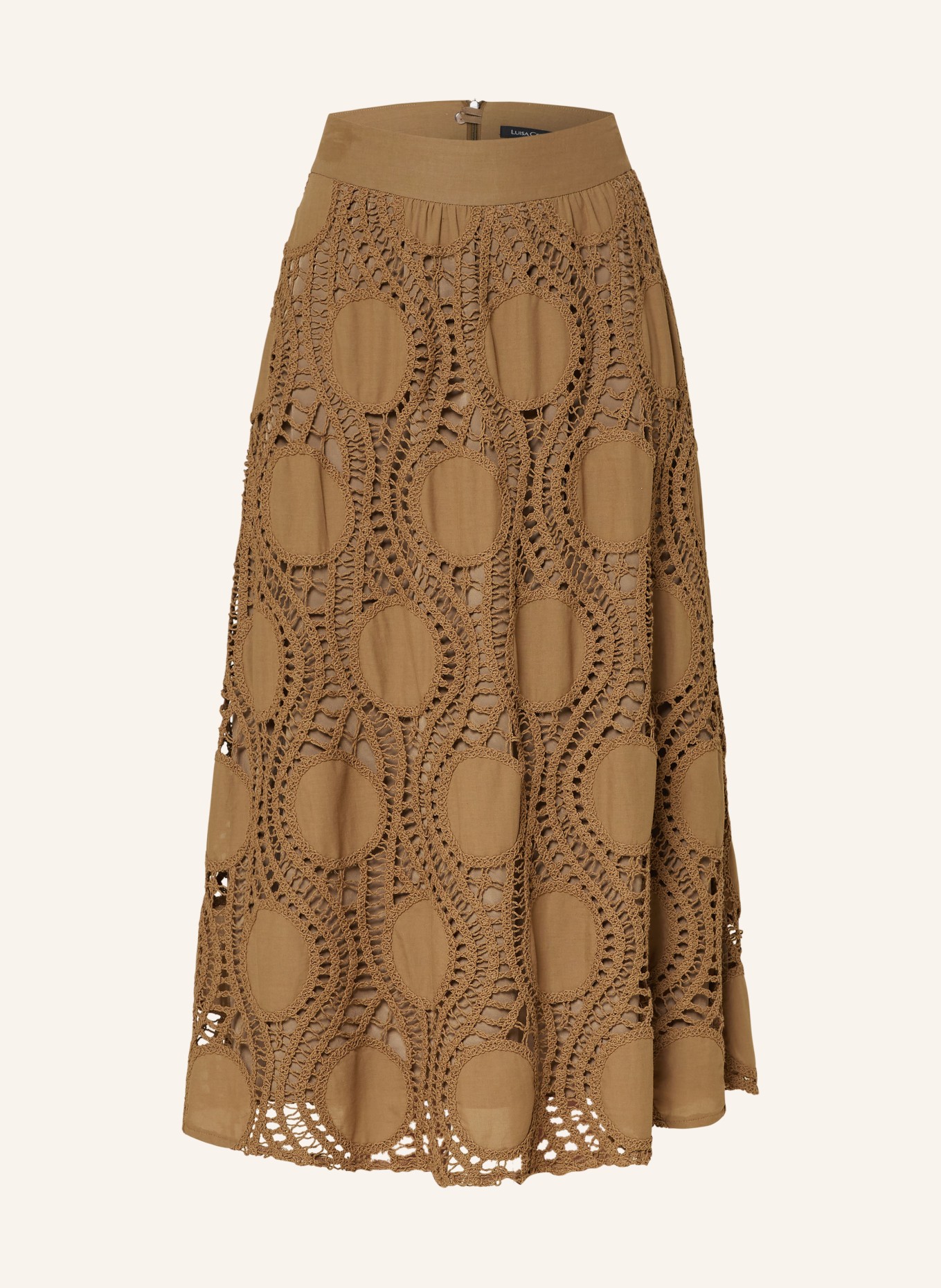 LUISA CERANO Skirt with crochet lace, Color: OLIVE (Image 1)