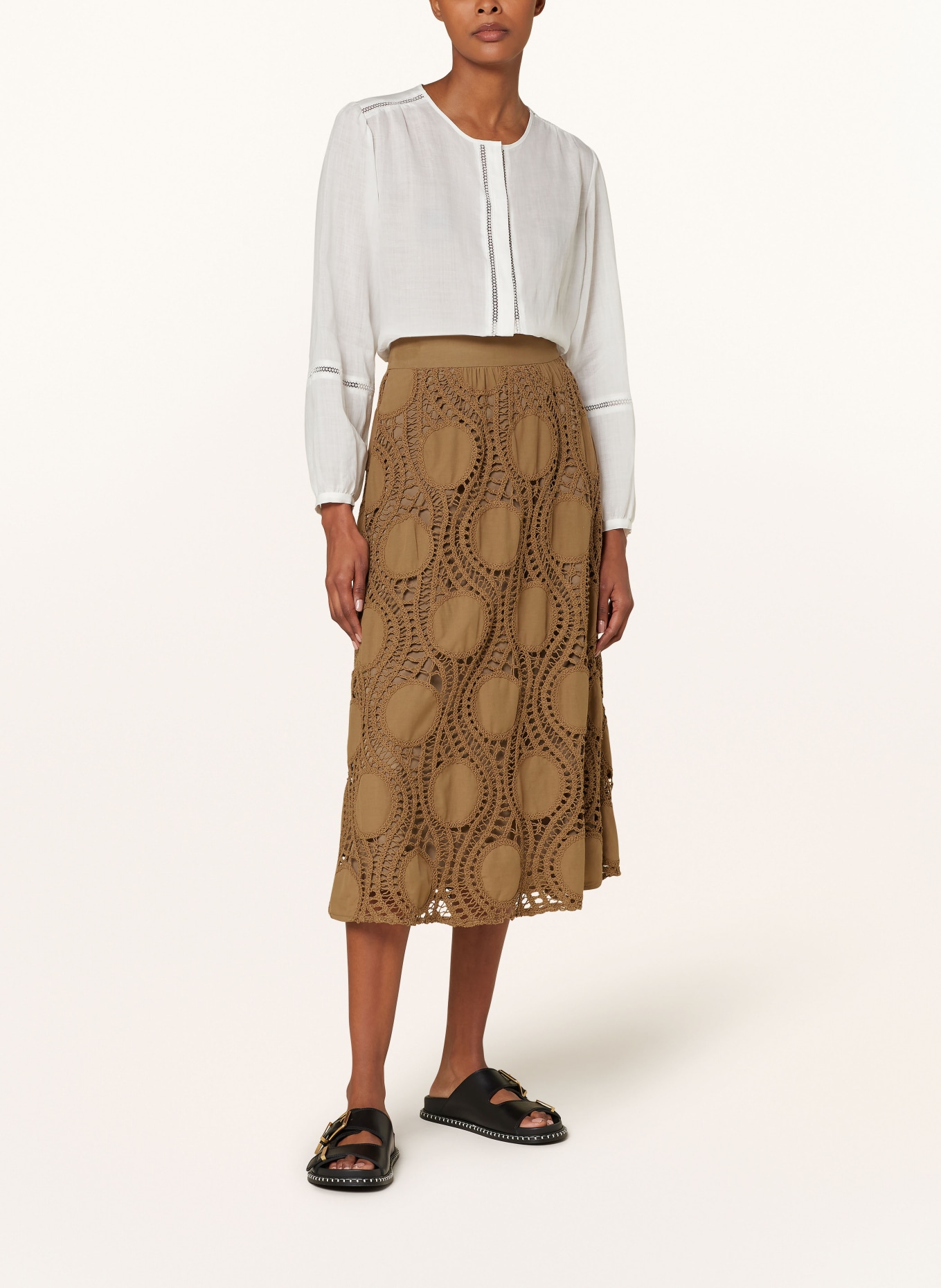 LUISA CERANO Skirt with crochet lace, Color: OLIVE (Image 2)