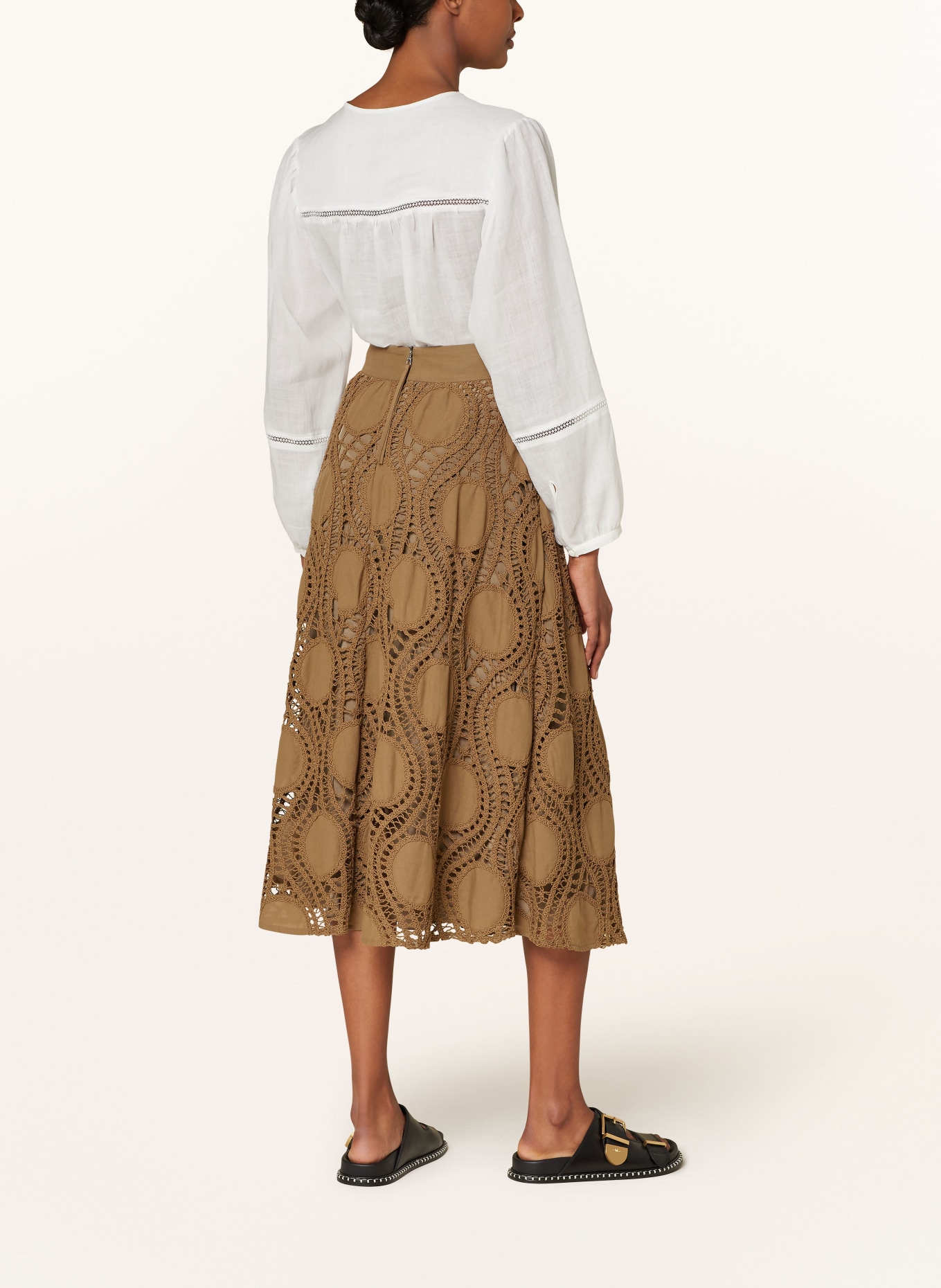 LUISA CERANO Sukně s háčkovanou krajkou, Barva: OLIVOVÁ (Obrázek 3)