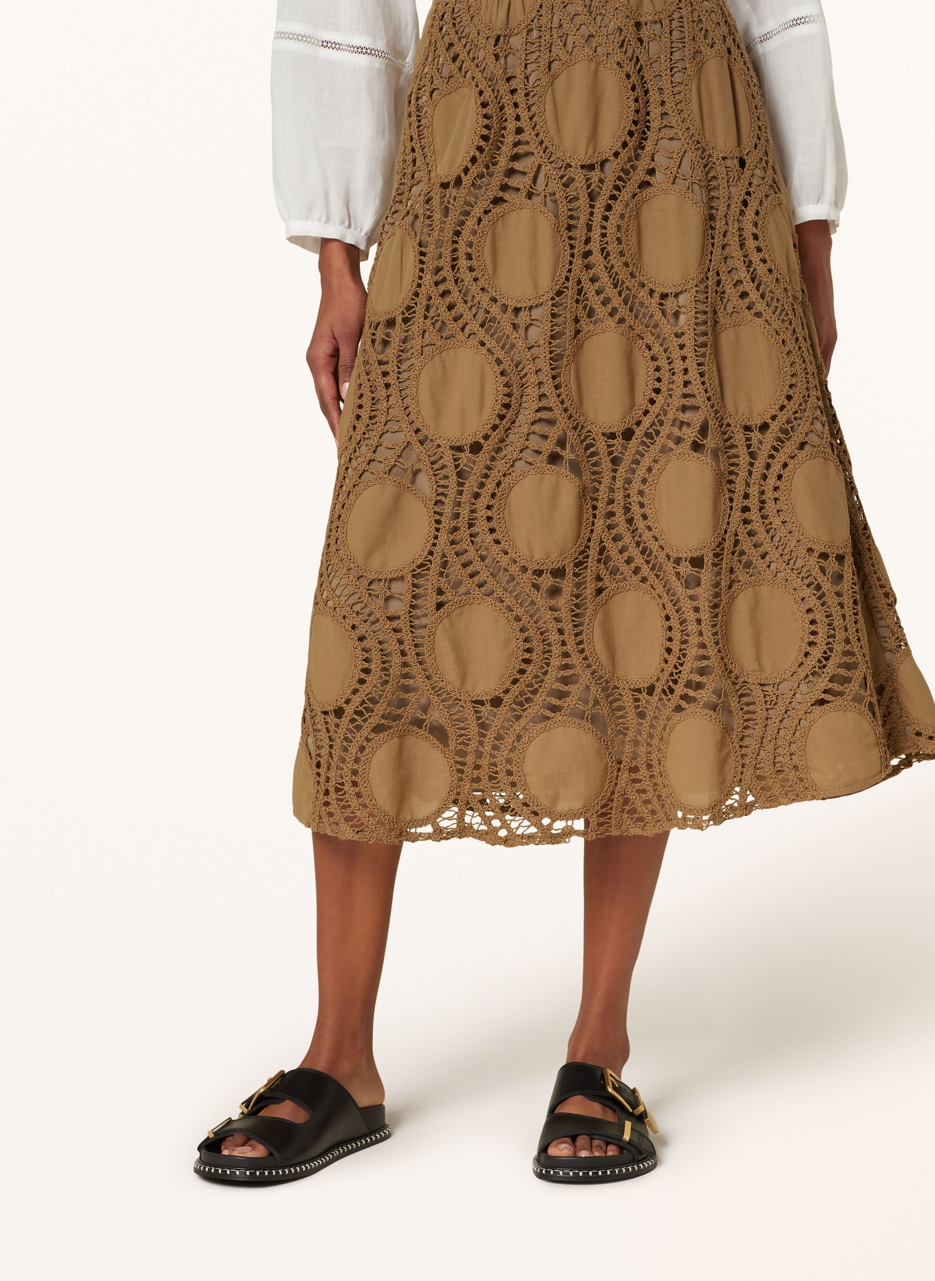 LUISA CERANO Spódnica z szydełkowaną koronką, Kolor: OLIWKOWY (Obrazek 4)