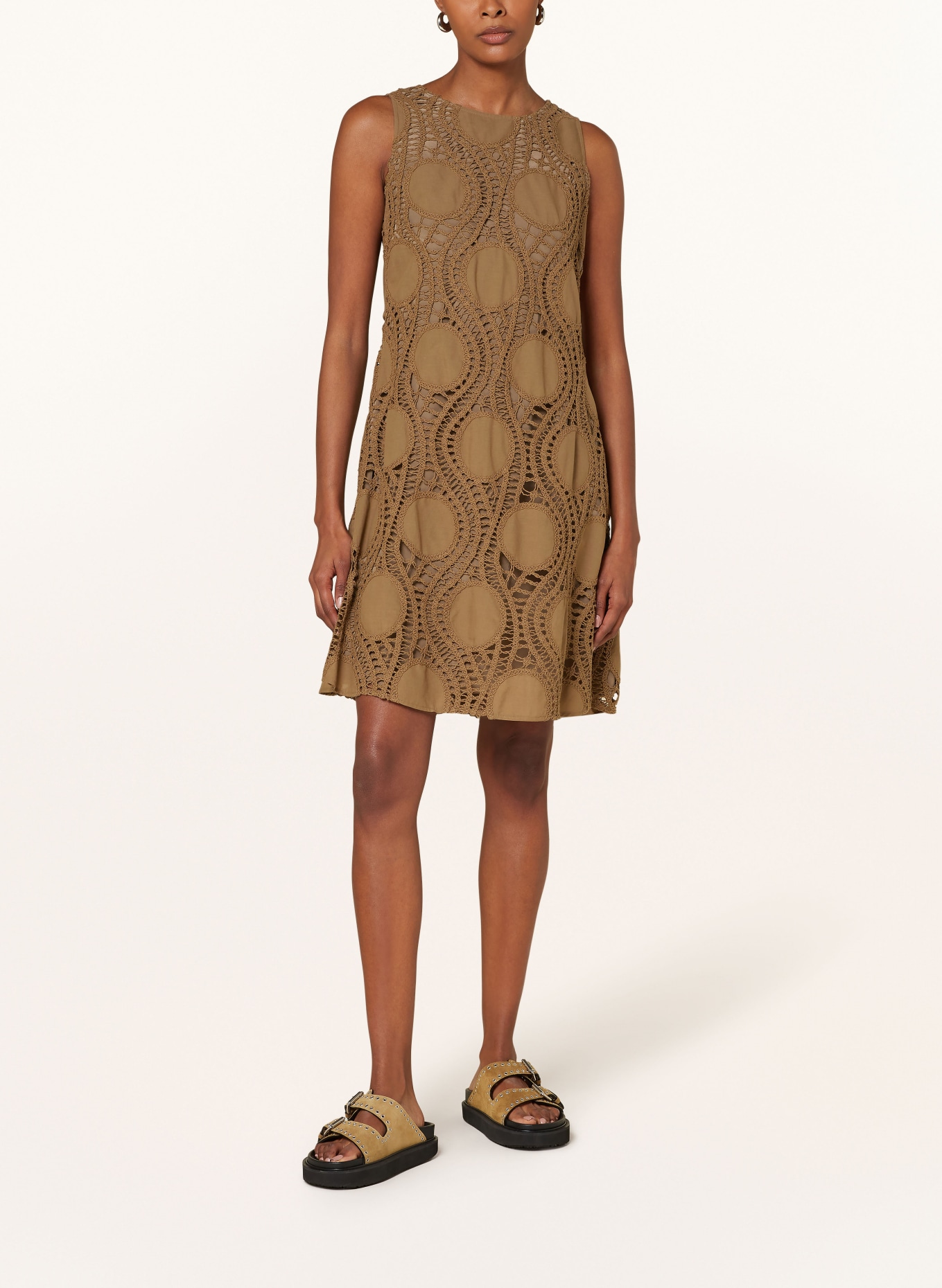 LUISA CERANO Dress with broderie anglaise, Color: OLIVE (Image 2)