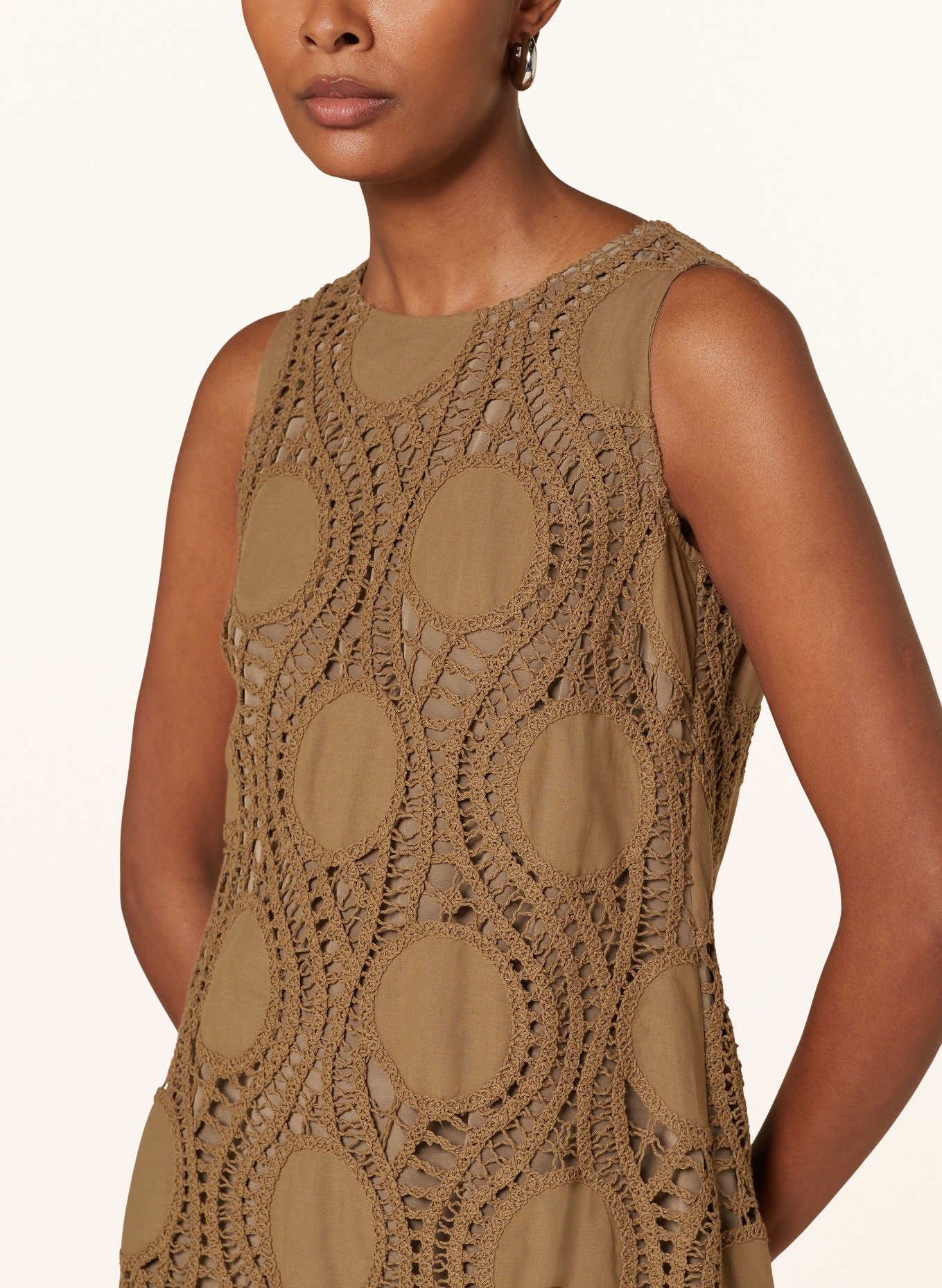 LUISA CERANO Dress with broderie anglaise, Color: OLIVE (Image 4)