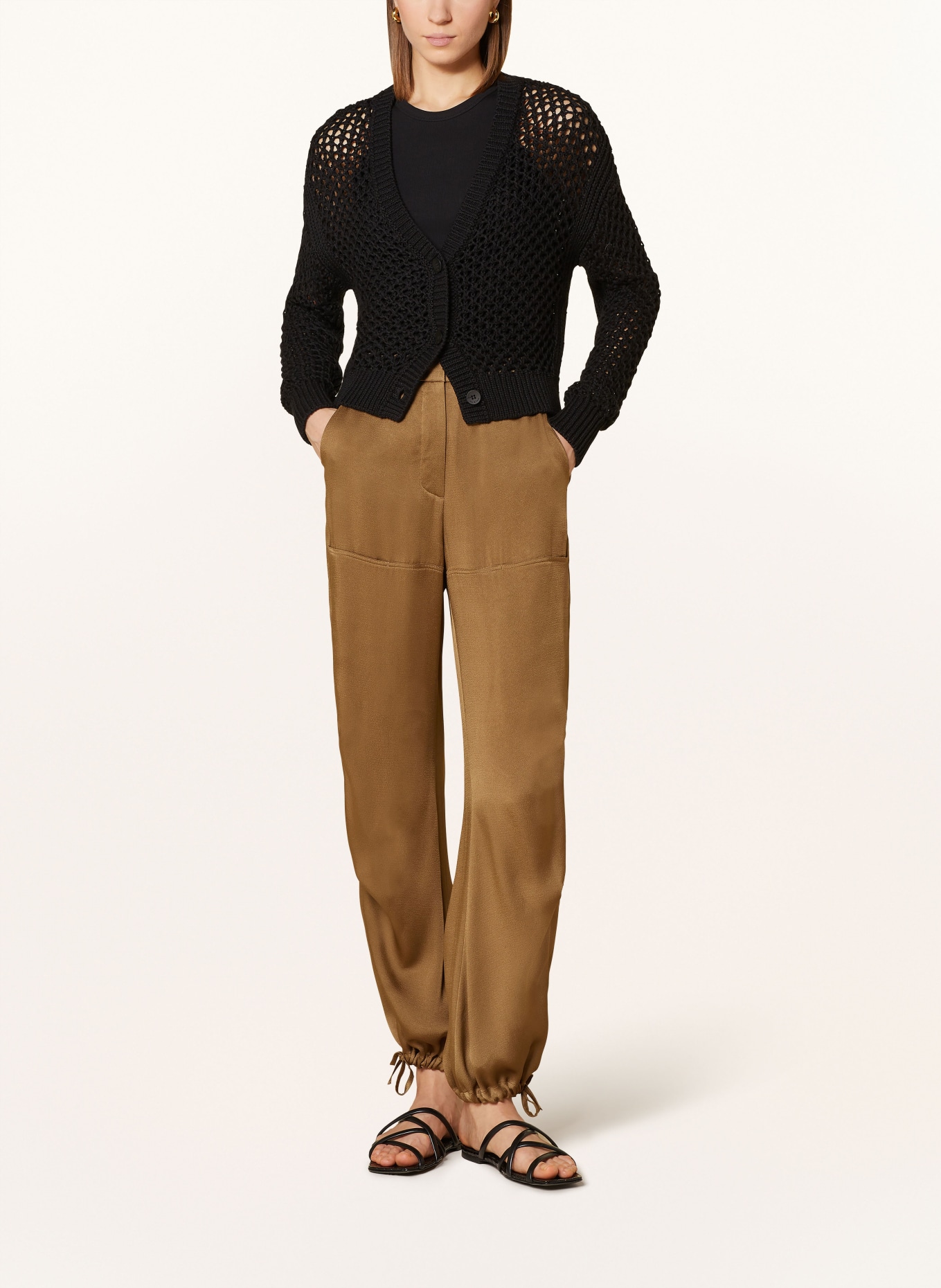 LUISA CERANO Cardigan with linen, Color: BLACK (Image 2)