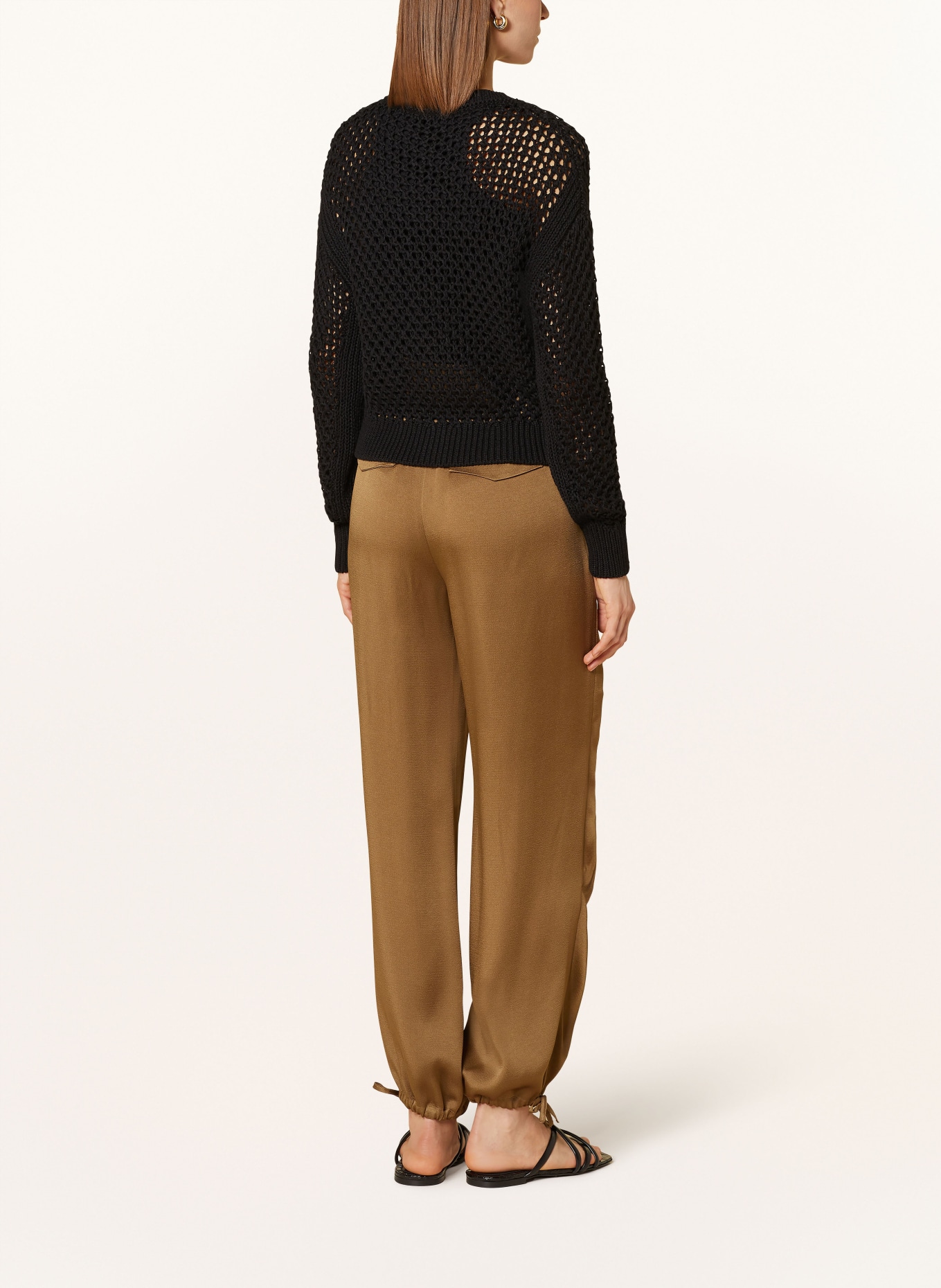 LUISA CERANO Cardigan with linen, Color: BLACK (Image 3)