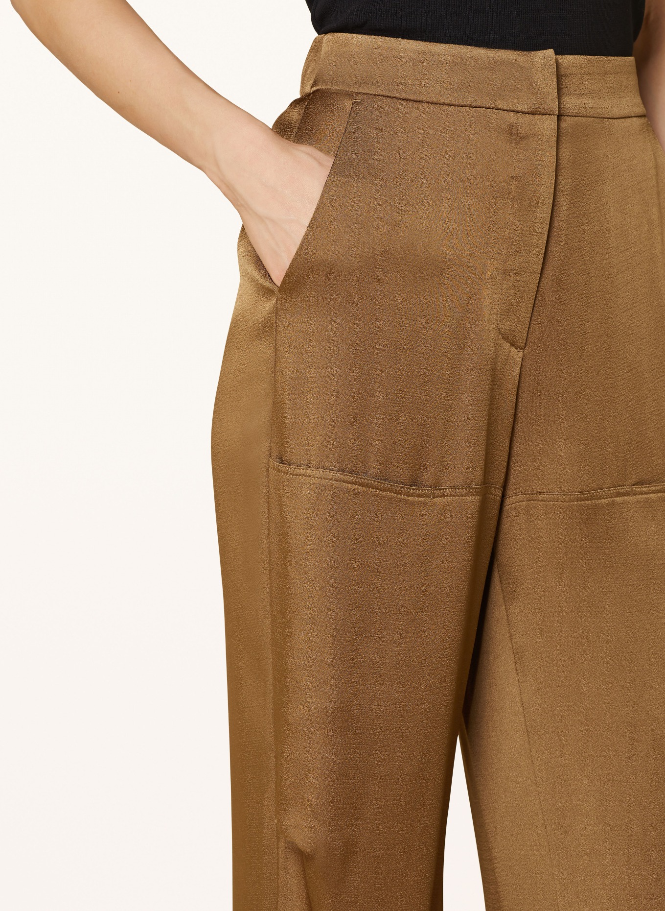 LUISA CERANO Saténové kalhoty, Barva: KHAKI (Obrázek 5)