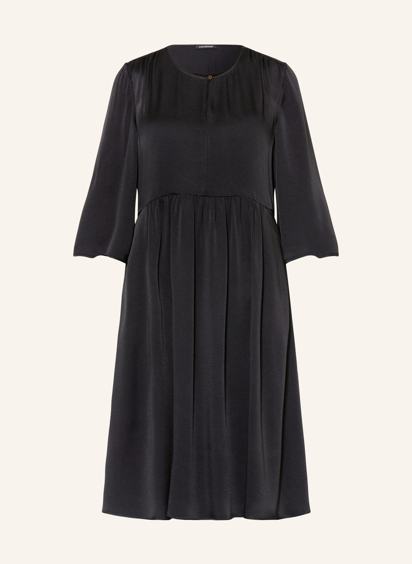 LUISA CERANO Satin dress with 3/4 sleeves, Color: BLACK (Image 1)