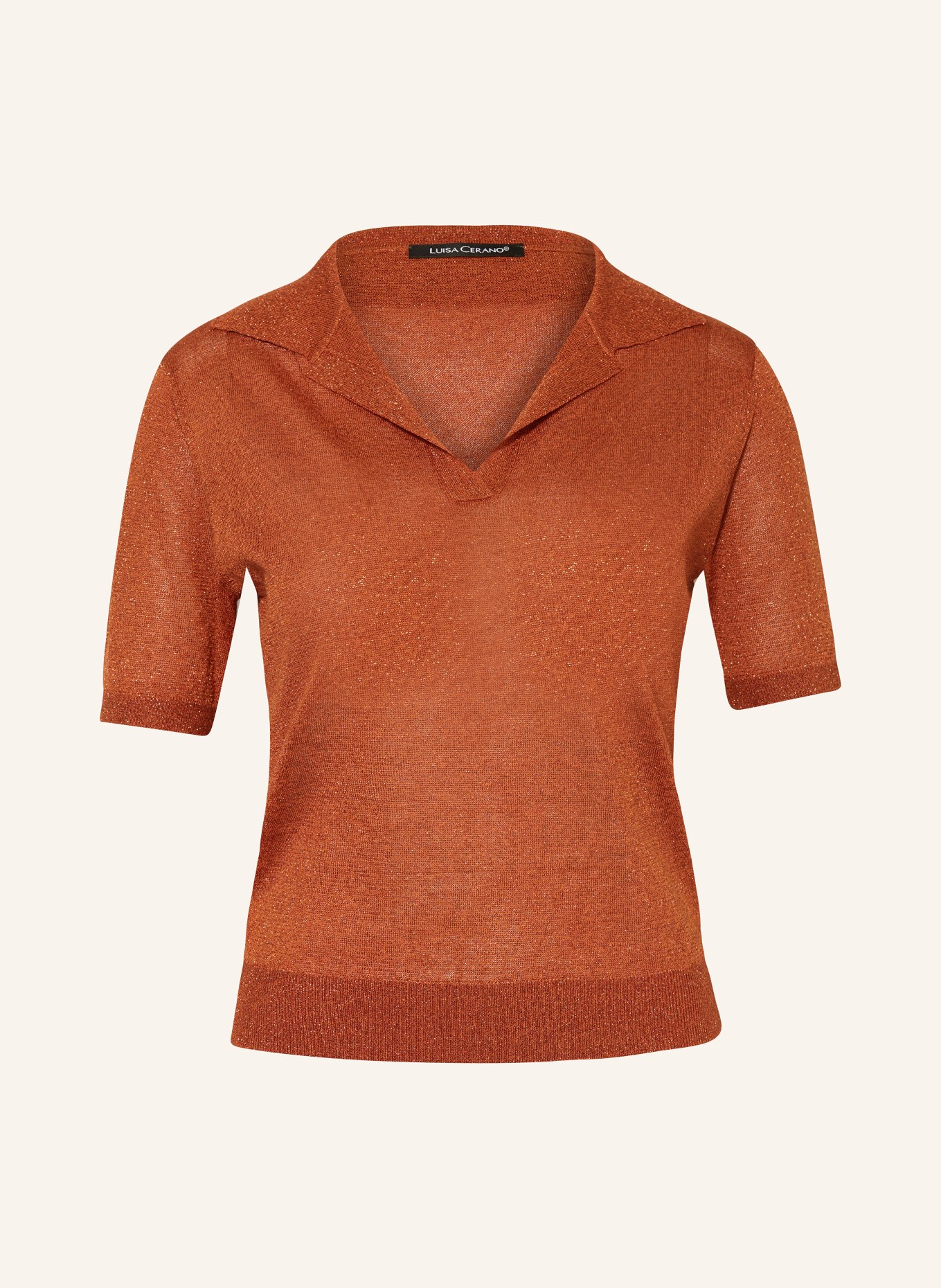 LUISA CERANO Knitted polo shirt with glitter thread, Color: ORANGE (Image 1)