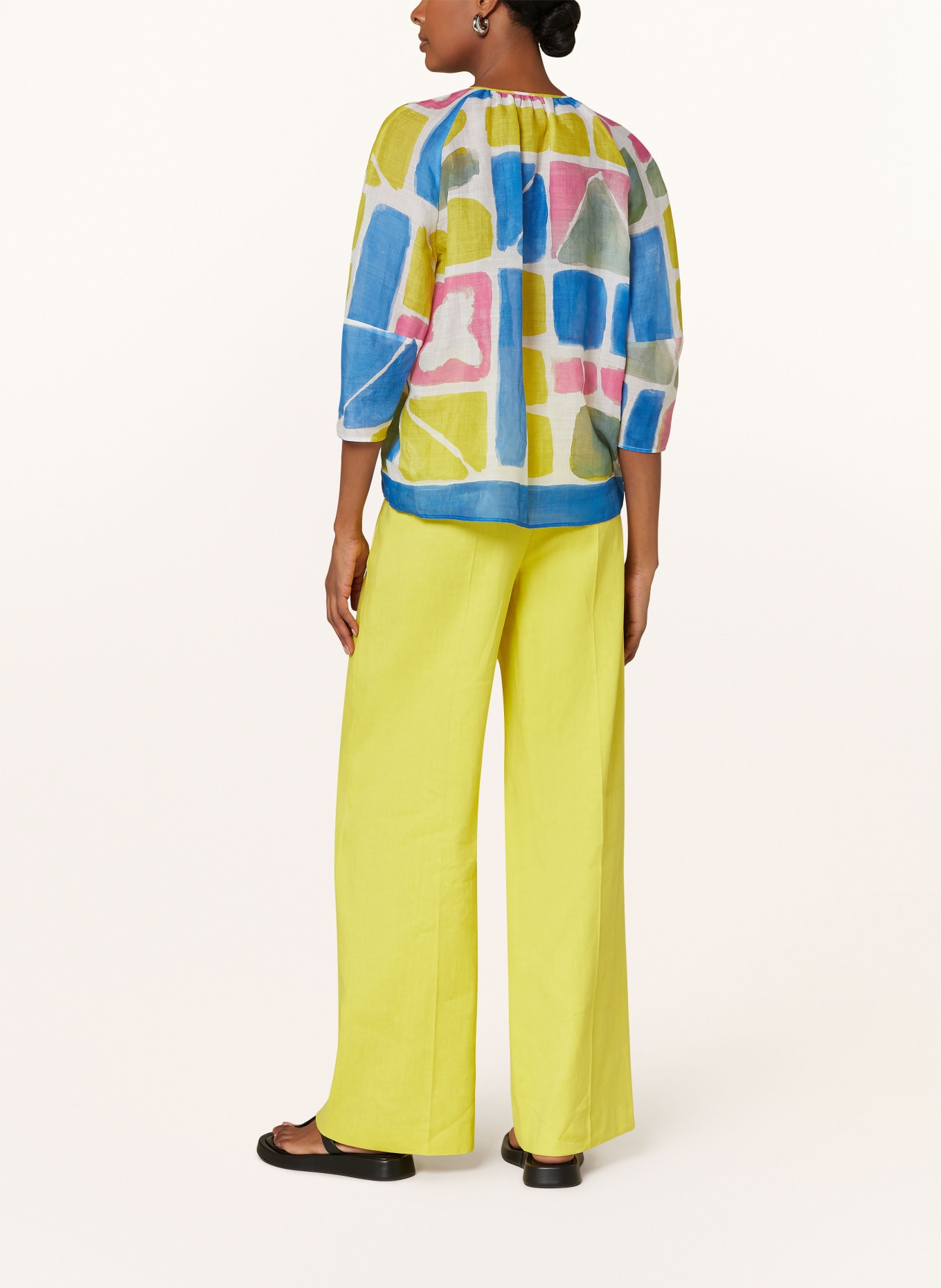 LUISA CERANO Shirt blouse with 3/4 sleeves, Color: BLUE/ WHITE/ YELLOW (Image 3)
