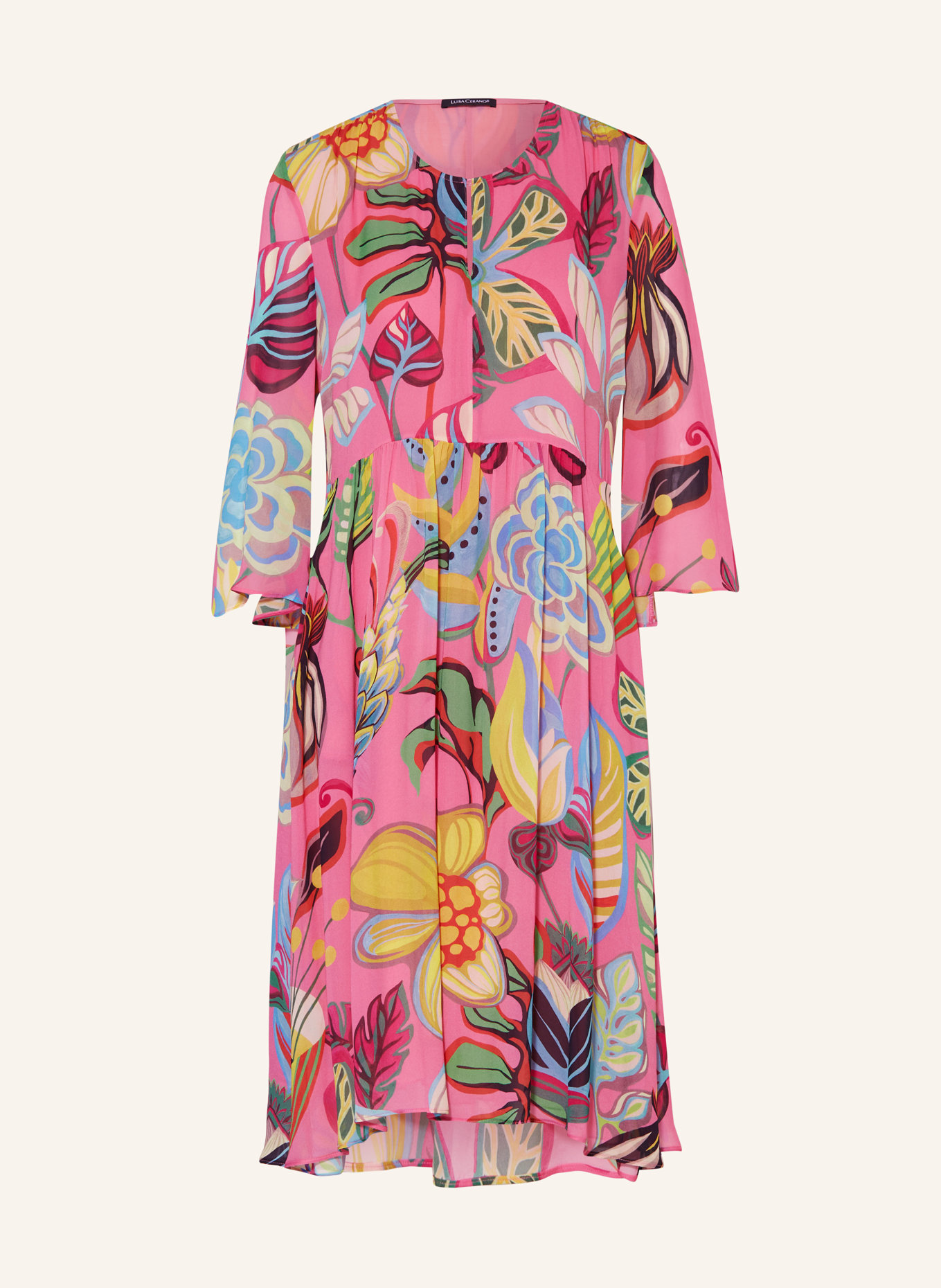 LUISA CERANO Kleid mit 3/4-Arm, Farbe: PINK/ BLAU/ GELB (Bild 1)
