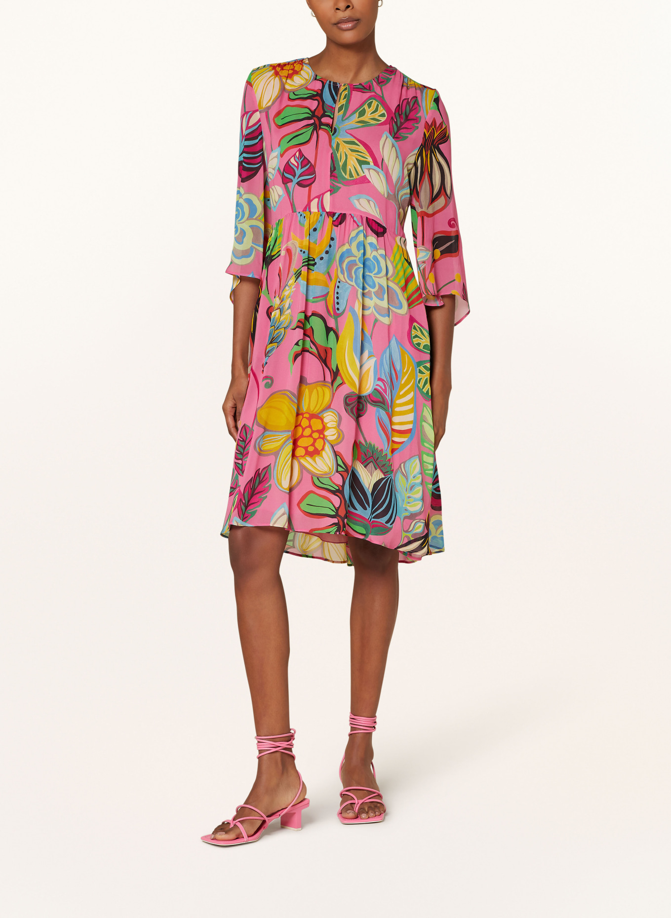 LUISA CERANO Dress with 3/4 sleeves, Color: PINK/ BLUE/ YELLOW (Image 2)