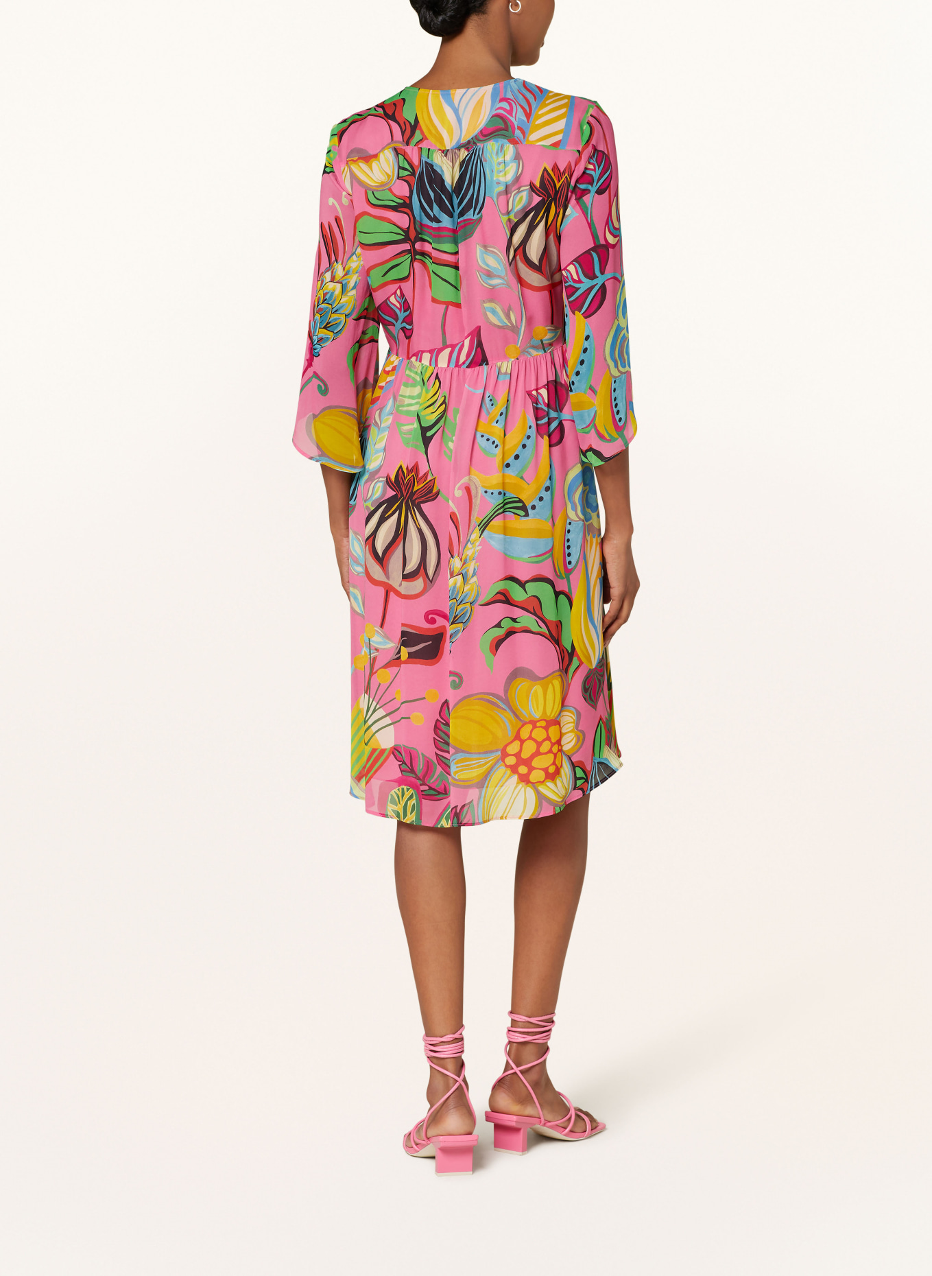 LUISA CERANO Dress with 3/4 sleeves, Color: PINK/ BLUE/ YELLOW (Image 3)