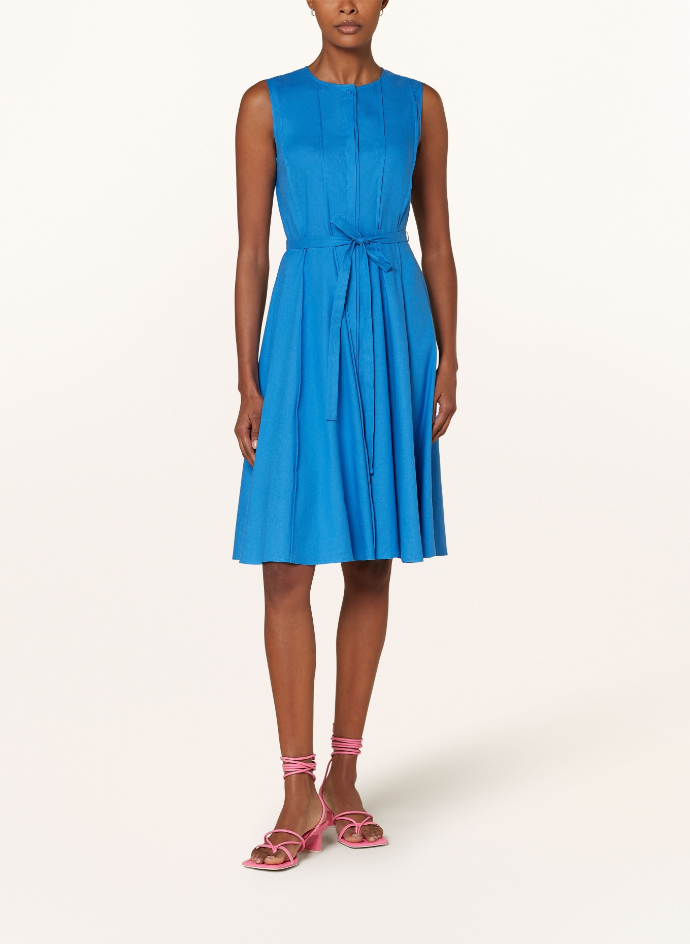 LUISA CERANO Dress with linen, Color: BLUE (Image 2)