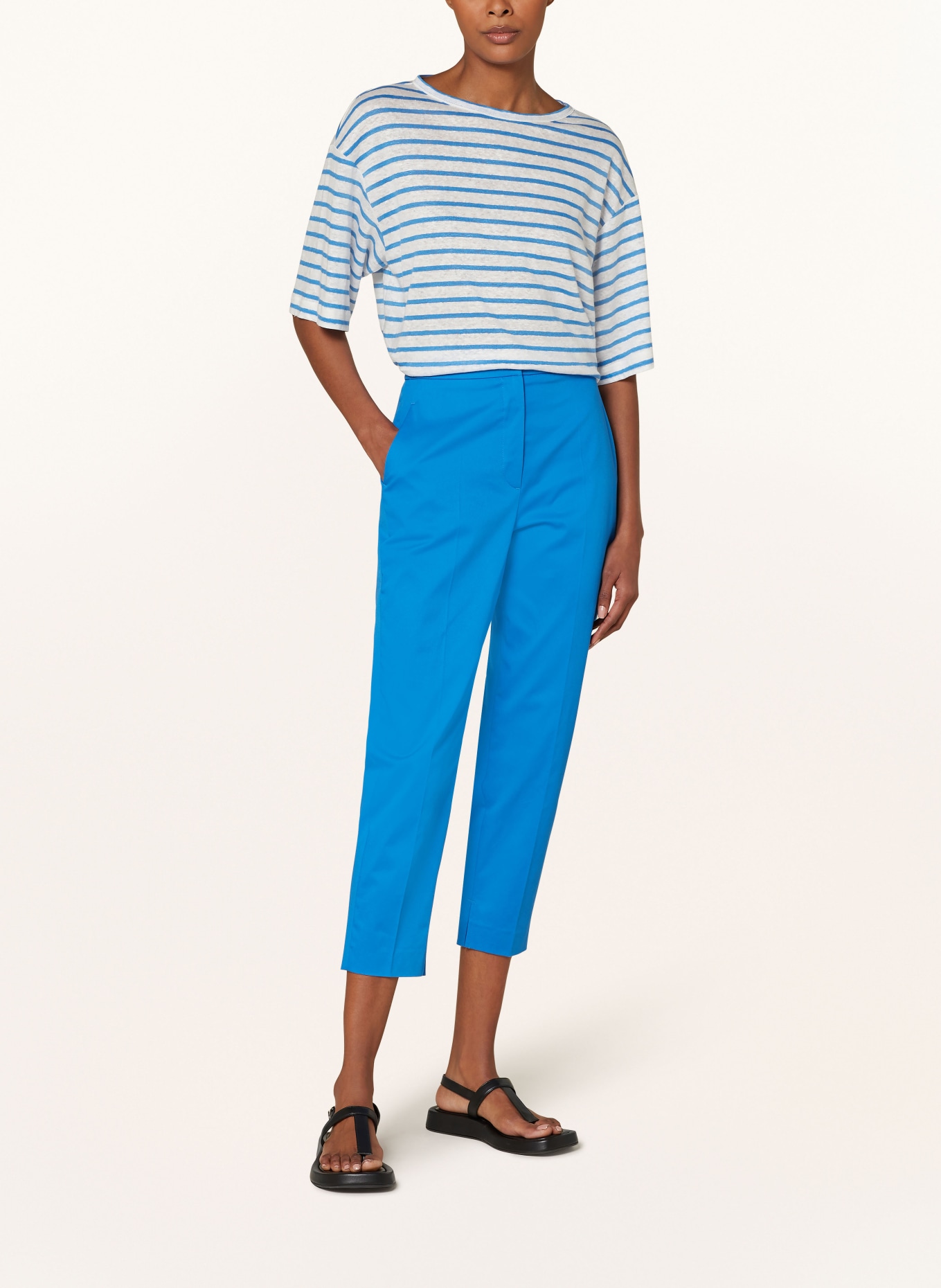 LUISA CERANO Knit shirt in linen, Color: WHITE/ BLUE (Image 2)