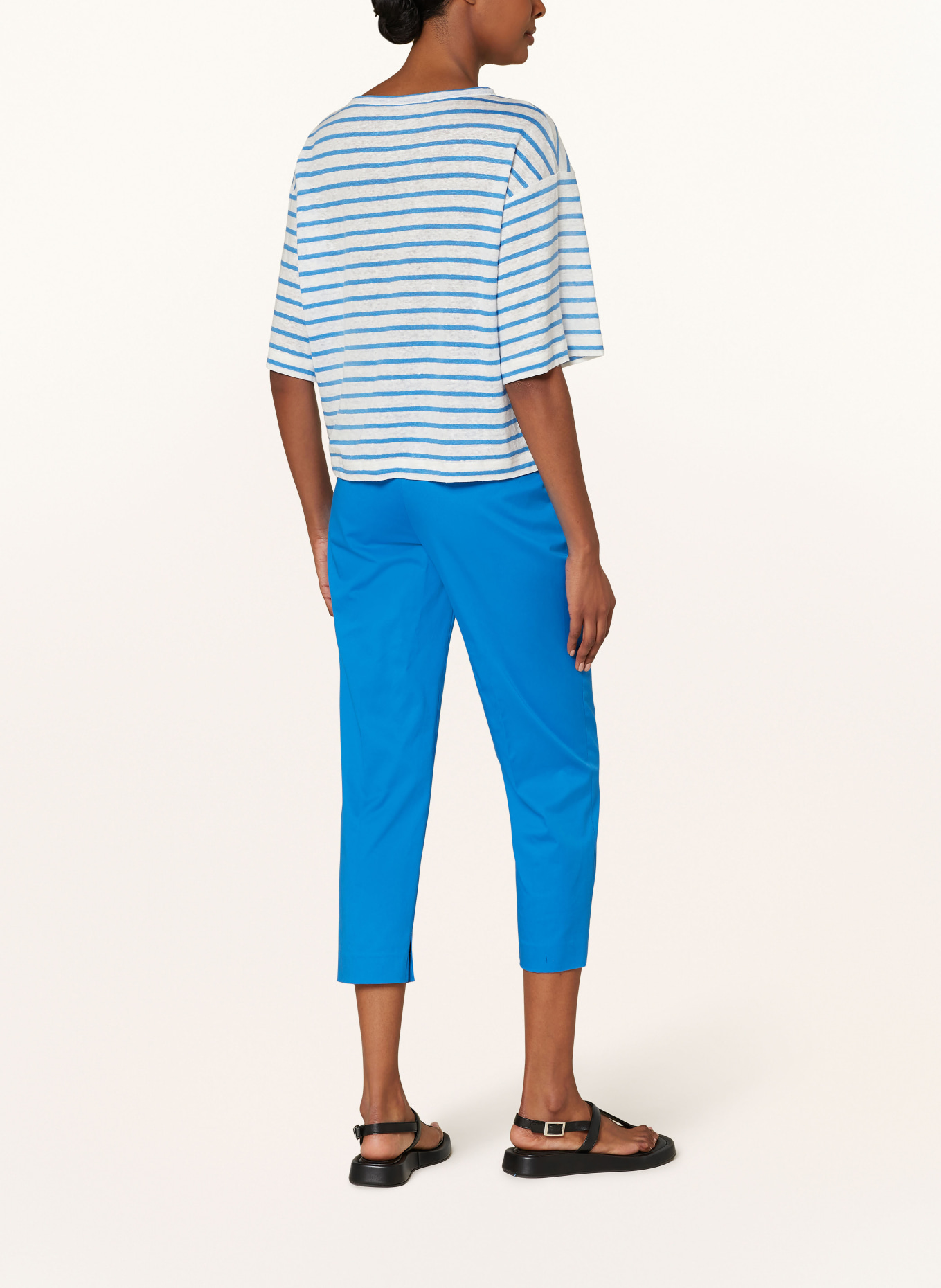 LUISA CERANO Knit shirt in linen, Color: WHITE/ BLUE (Image 3)