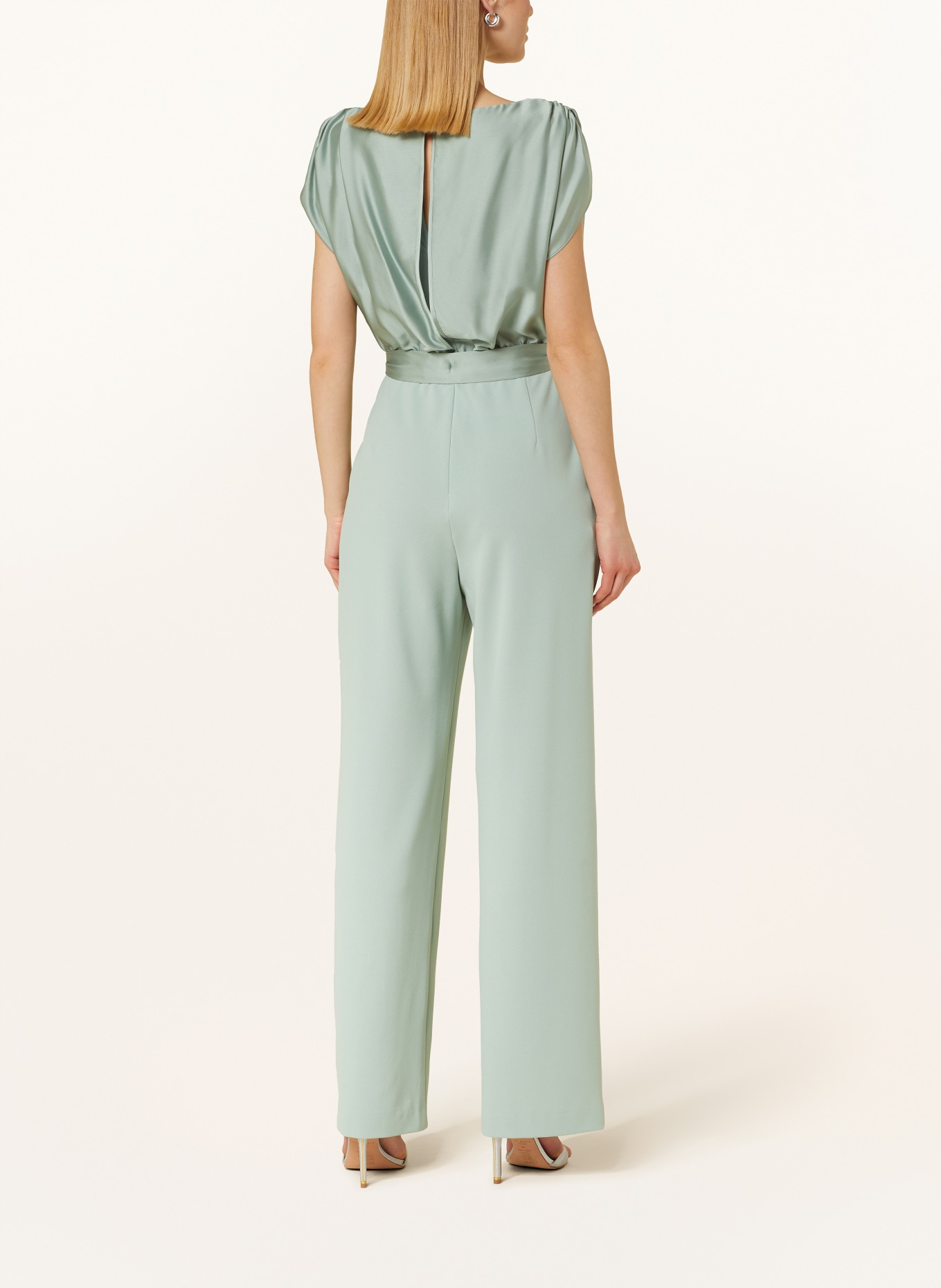 SWING Jumpsuit in mixed materials, Color: LIGHT GREEN (Image 3)