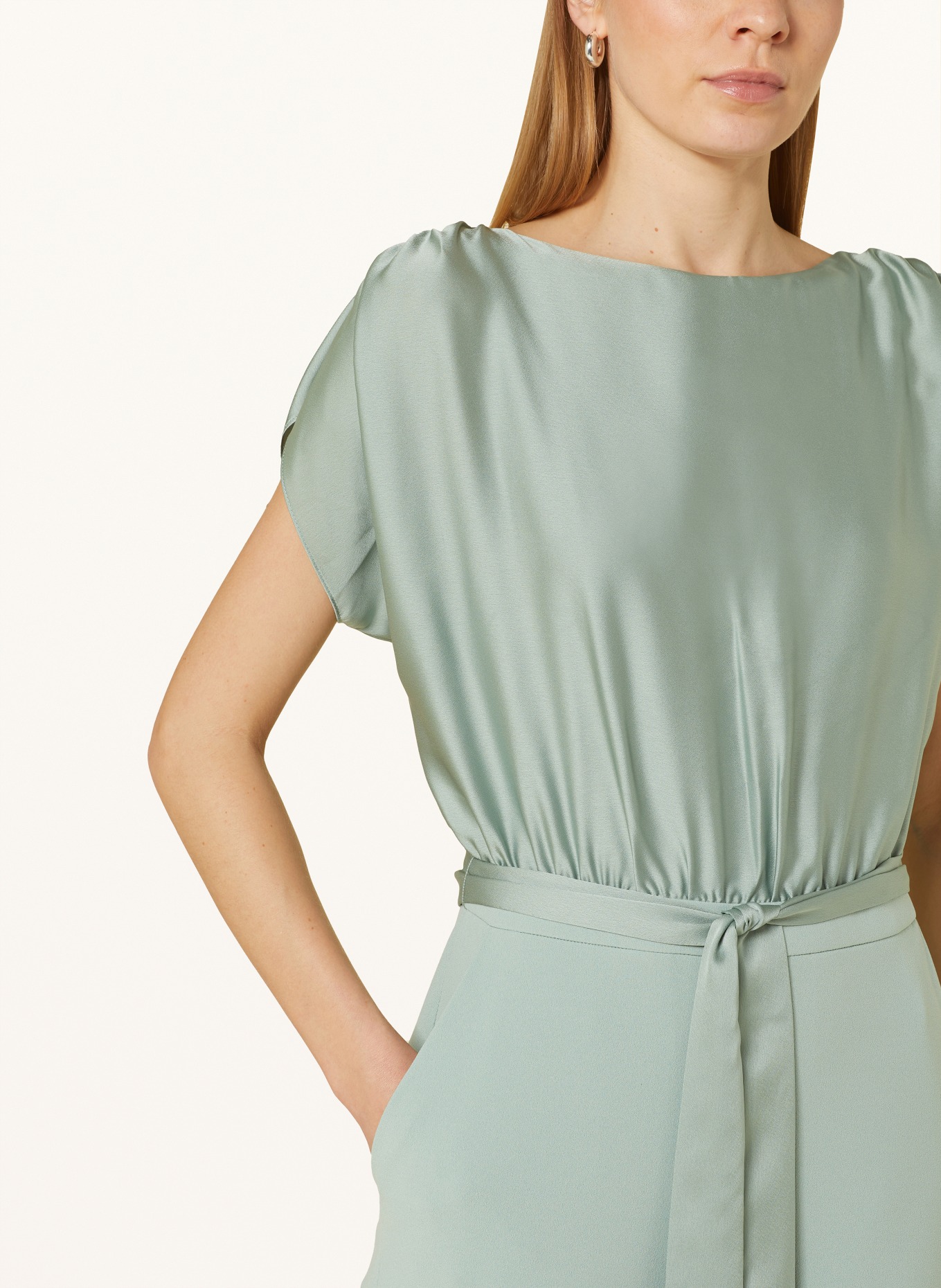 SWING Jumpsuit in mixed materials, Color: LIGHT GREEN (Image 4)