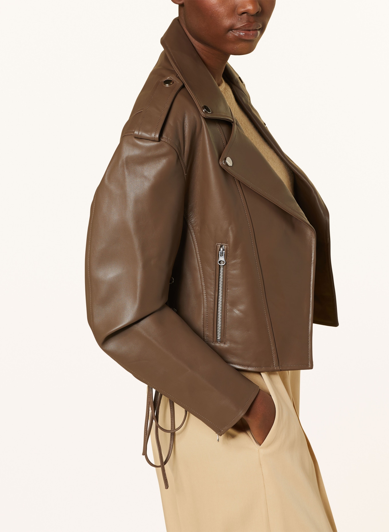 MEOTINE Leather jacket ROSE, Color: DARK BROWN (Image 4)