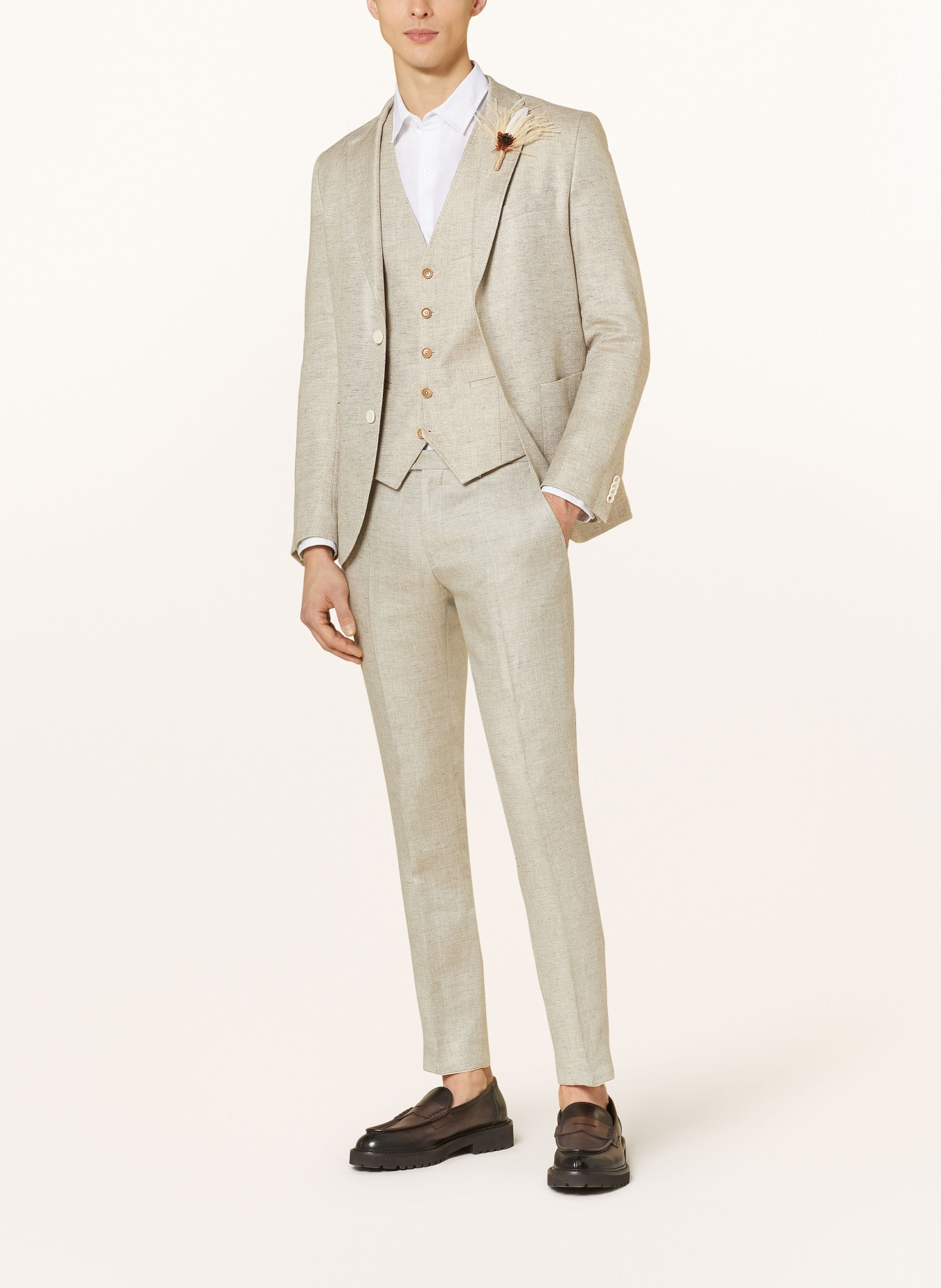 CG - CLUB of GENTS Suit trousers CG PACO slim fit with linen, Color: 21 beige hell (Image 2)