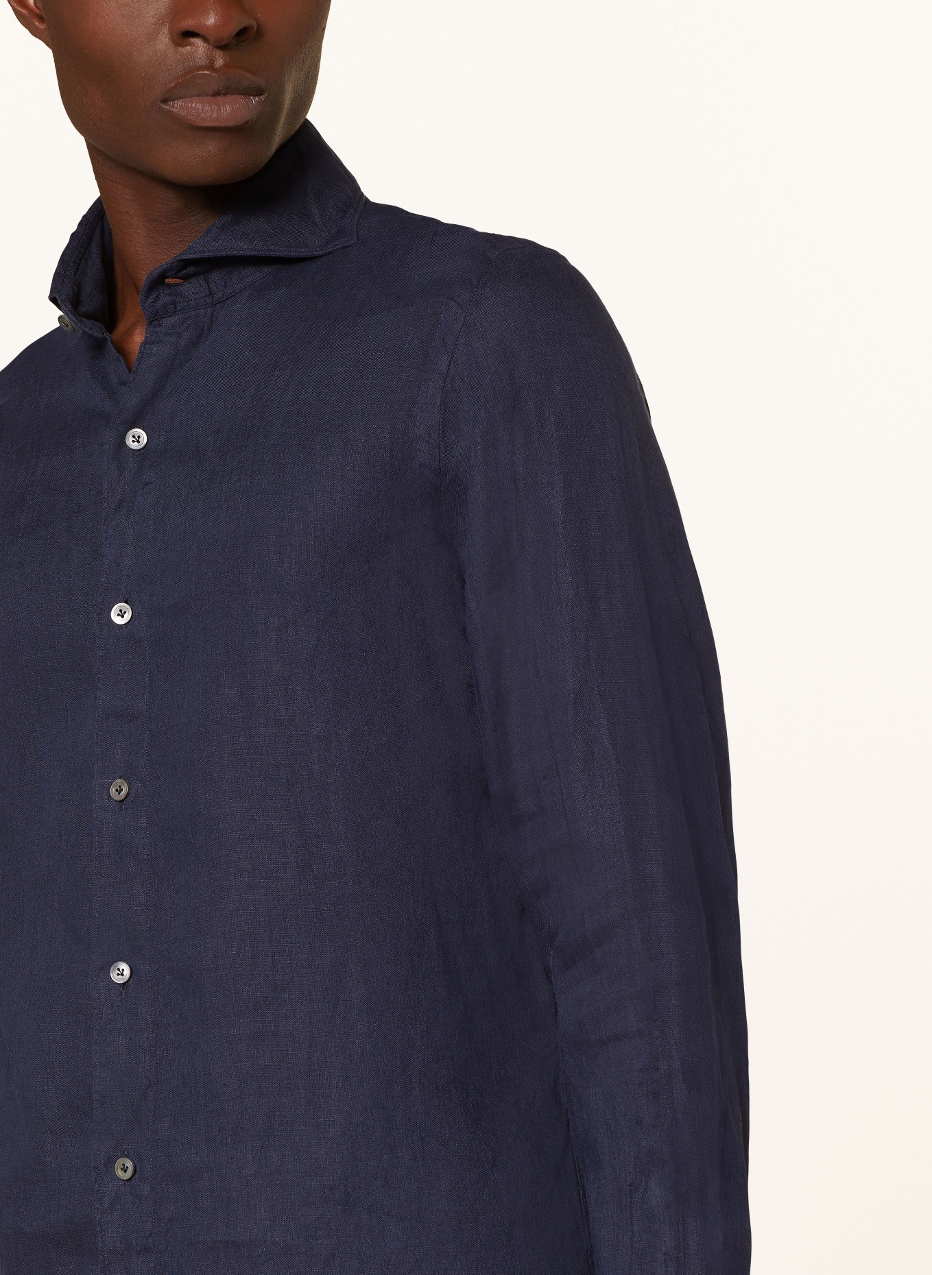 FINAMORE 1925 Linen shirt TOKYO extra slim fit, Color: DARK BLUE (Image 4)