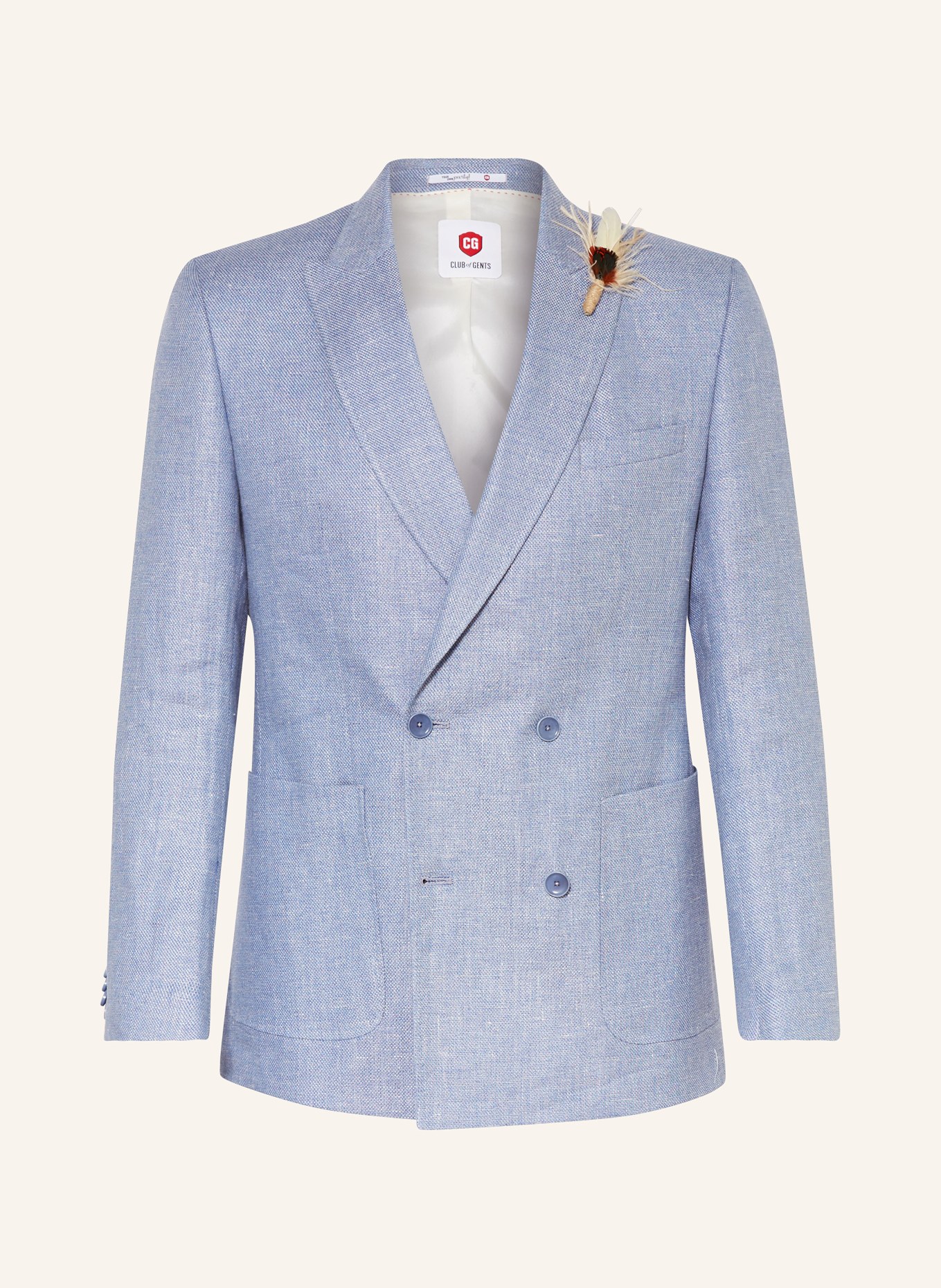CG - CLUB of GENTS Suit jacket CG PERO slim fit with linen, Color: 61 BLAU HELL (Image 1)