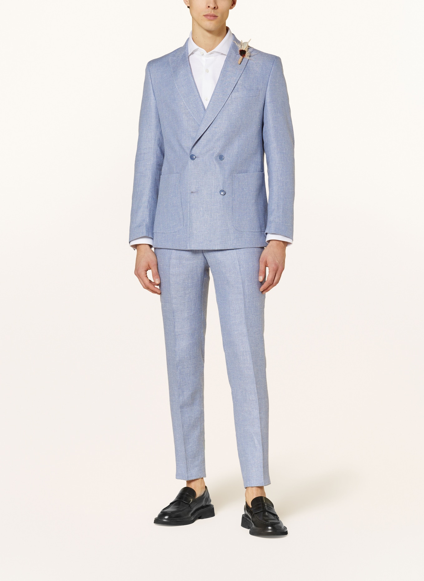 CG - CLUB of GENTS Suit jacket CG PERO slim fit with linen, Color: 61 BLAU HELL (Image 2)