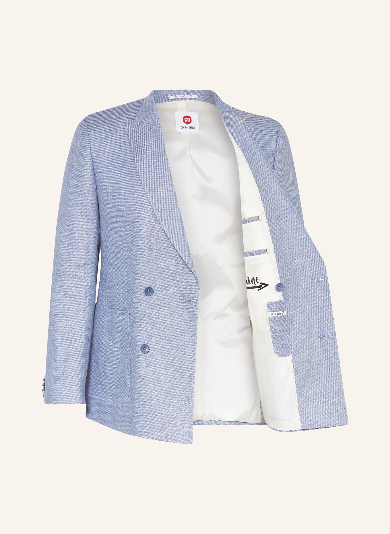 CG - CLUB of GENTS Suit jacket CG PERO slim fit with linen, Color: 61 BLAU HELL (Image 4)