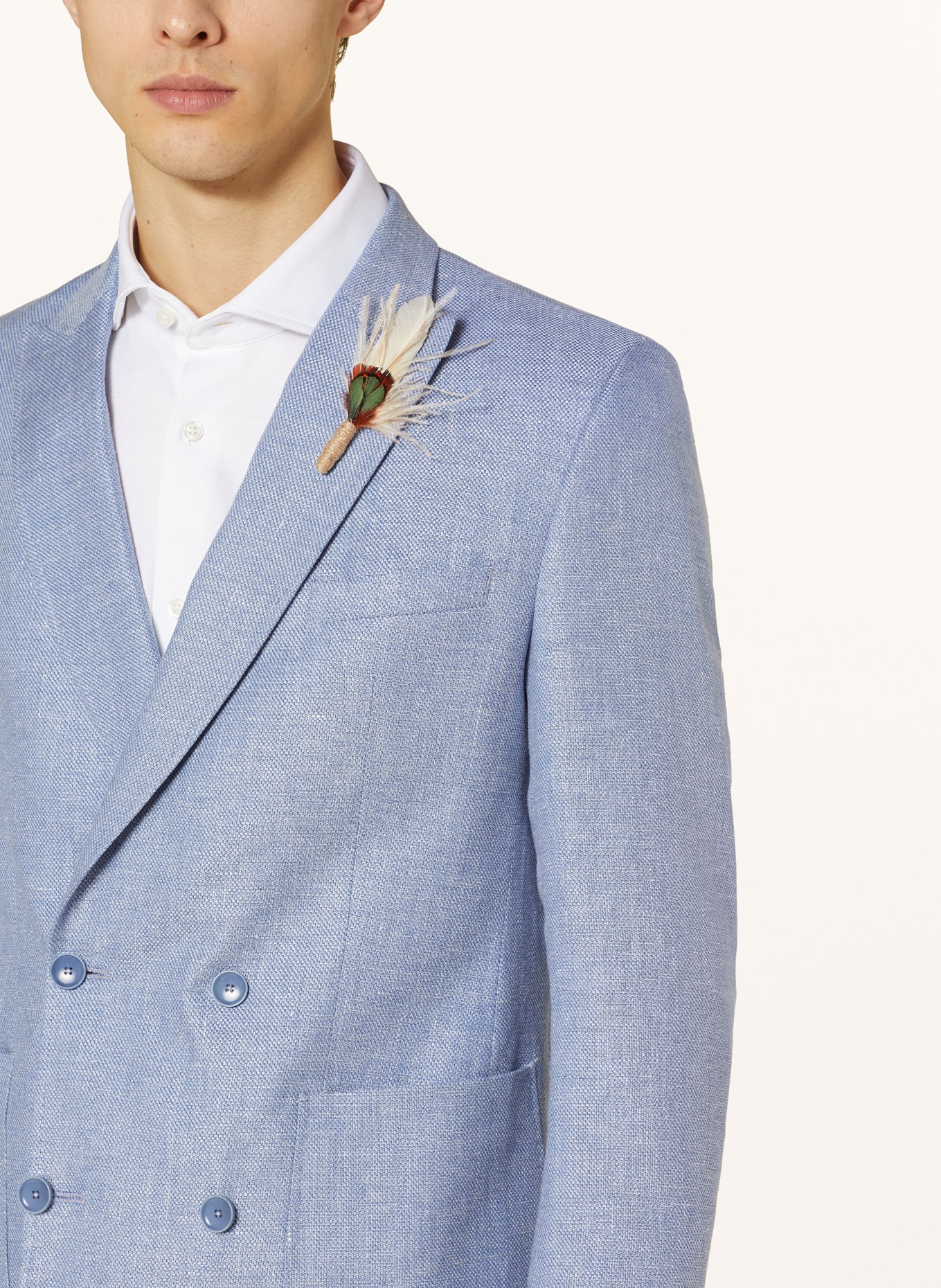 CG - CLUB of GENTS Suit jacket CG PERO slim fit with linen, Color: 61 BLAU HELL (Image 5)