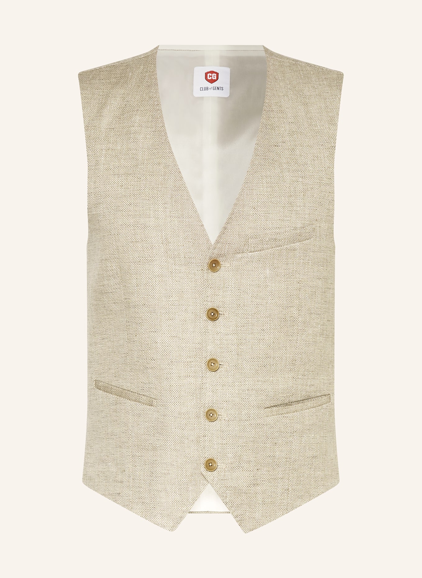 CG - CLUB of GENTS Suit vest CG PLUM slim fit with linen, Color: 21 beige hell (Image 1)