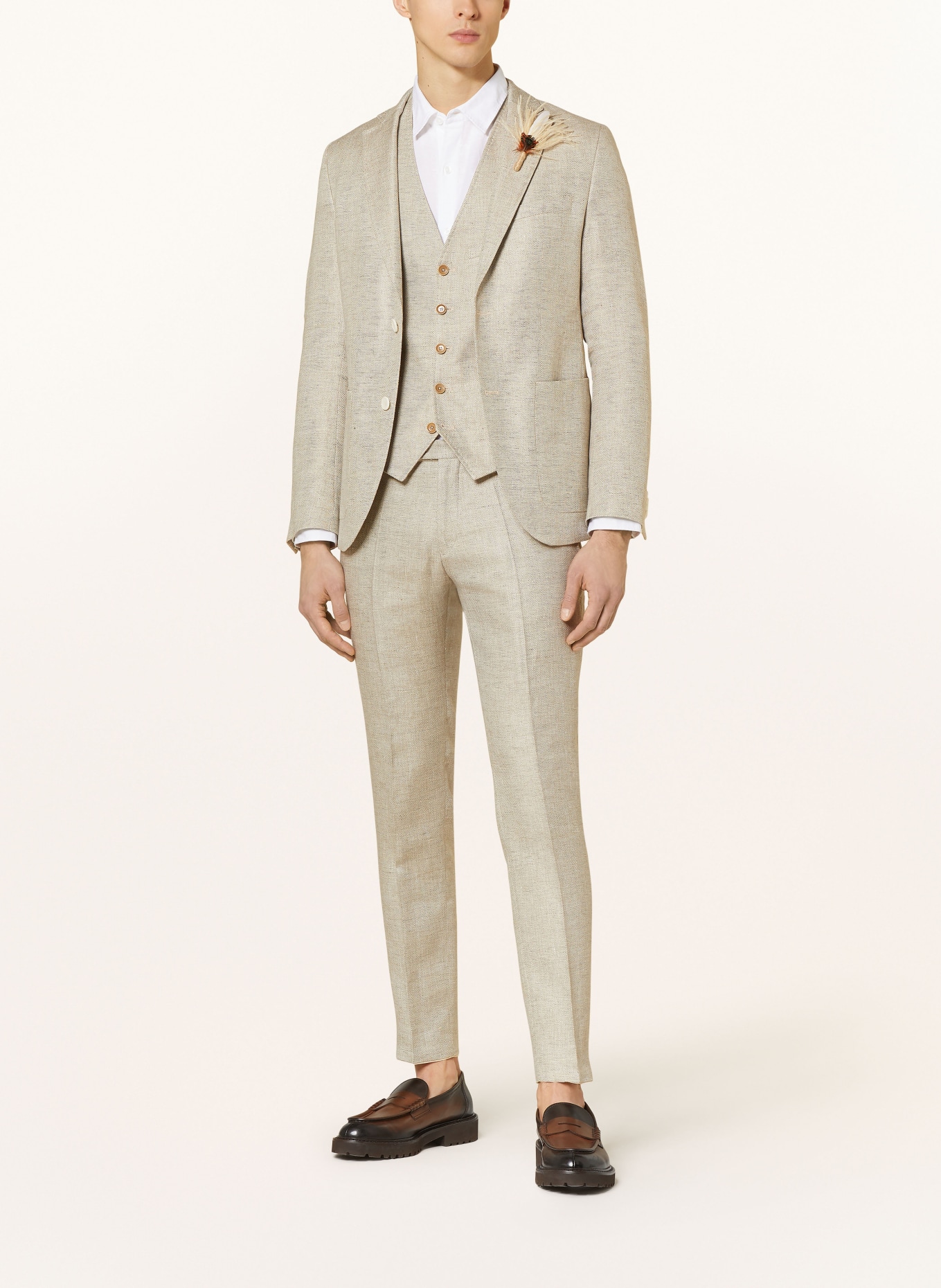 CG - CLUB of GENTS Suit vest CG PLUM slim fit with linen, Color: 21 beige hell (Image 2)