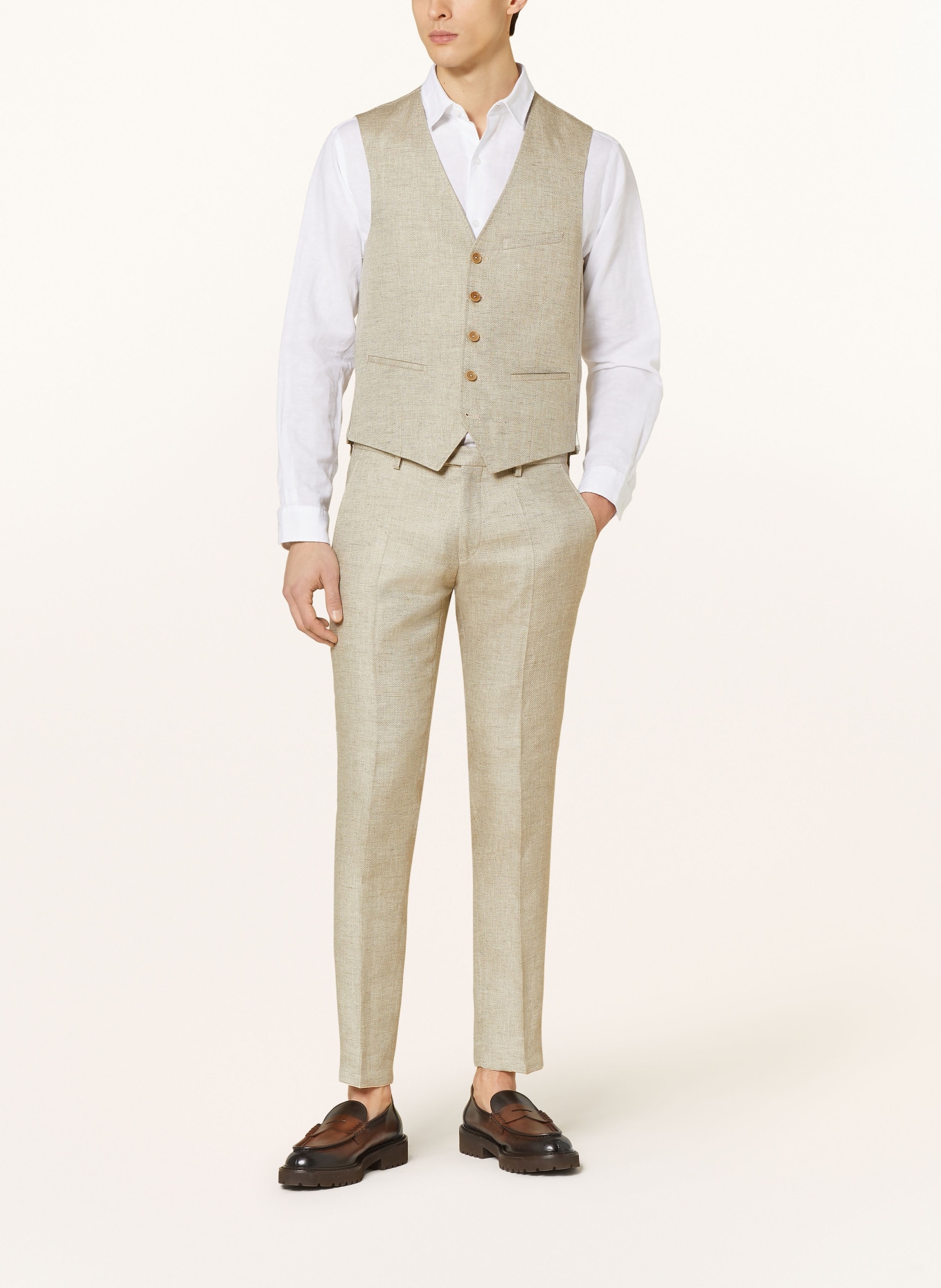 CG - CLUB of GENTS Suit vest CG PLUM slim fit with linen, Color: 21 beige hell (Image 3)