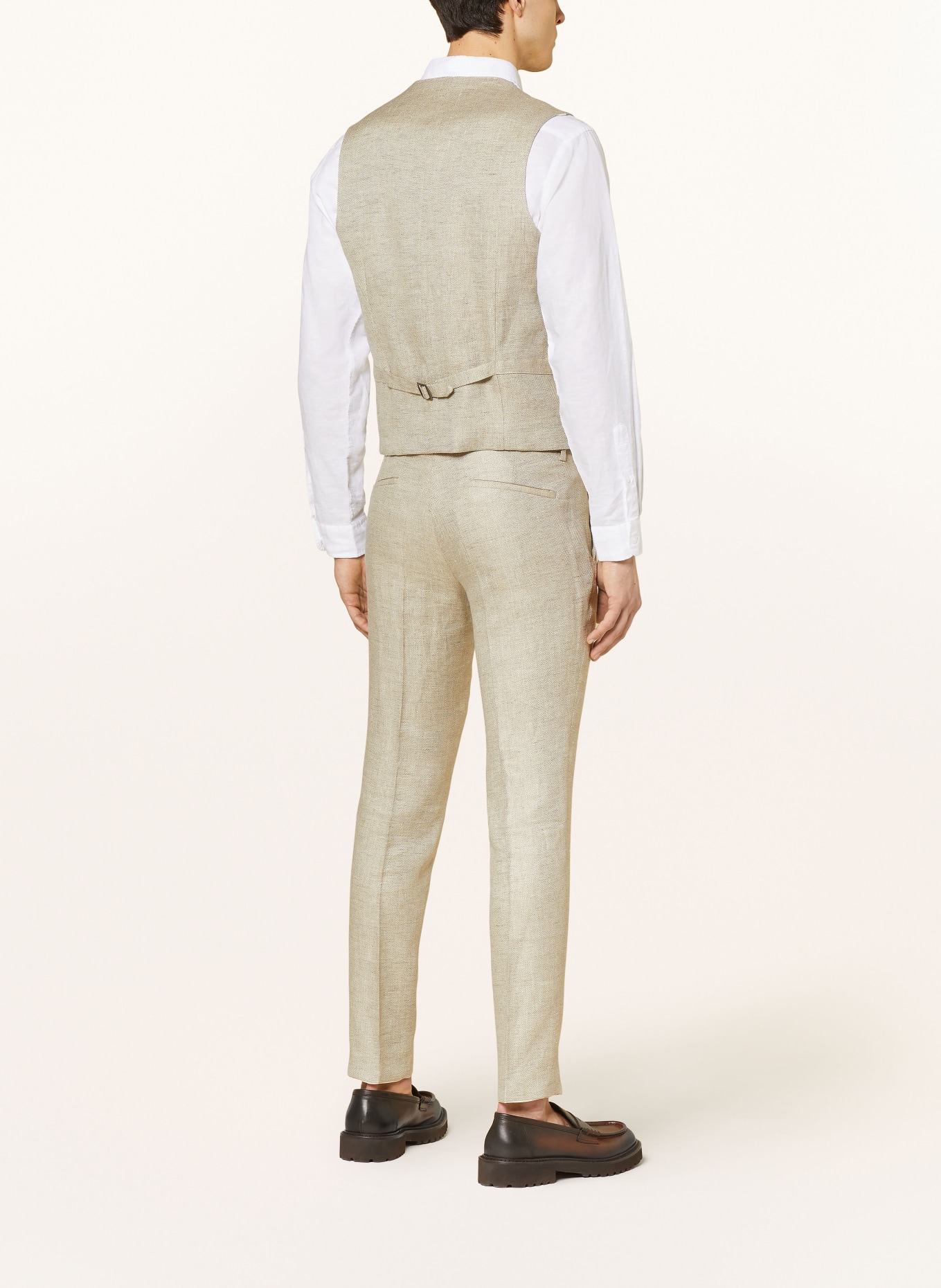 CG - CLUB of GENTS Suit vest CG PLUM slim fit with linen, Color: 21 beige hell (Image 4)