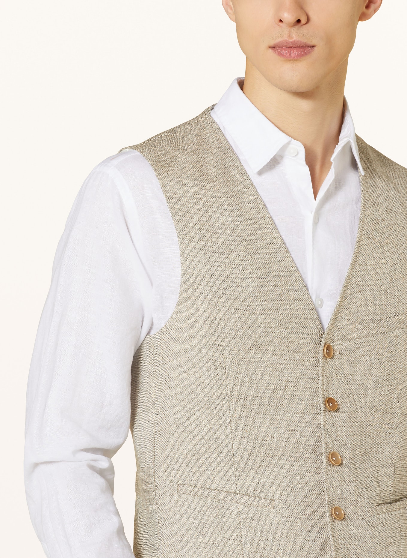 CG - CLUB of GENTS Suit vest CG PLUM slim fit with linen, Color: 21 beige hell (Image 5)