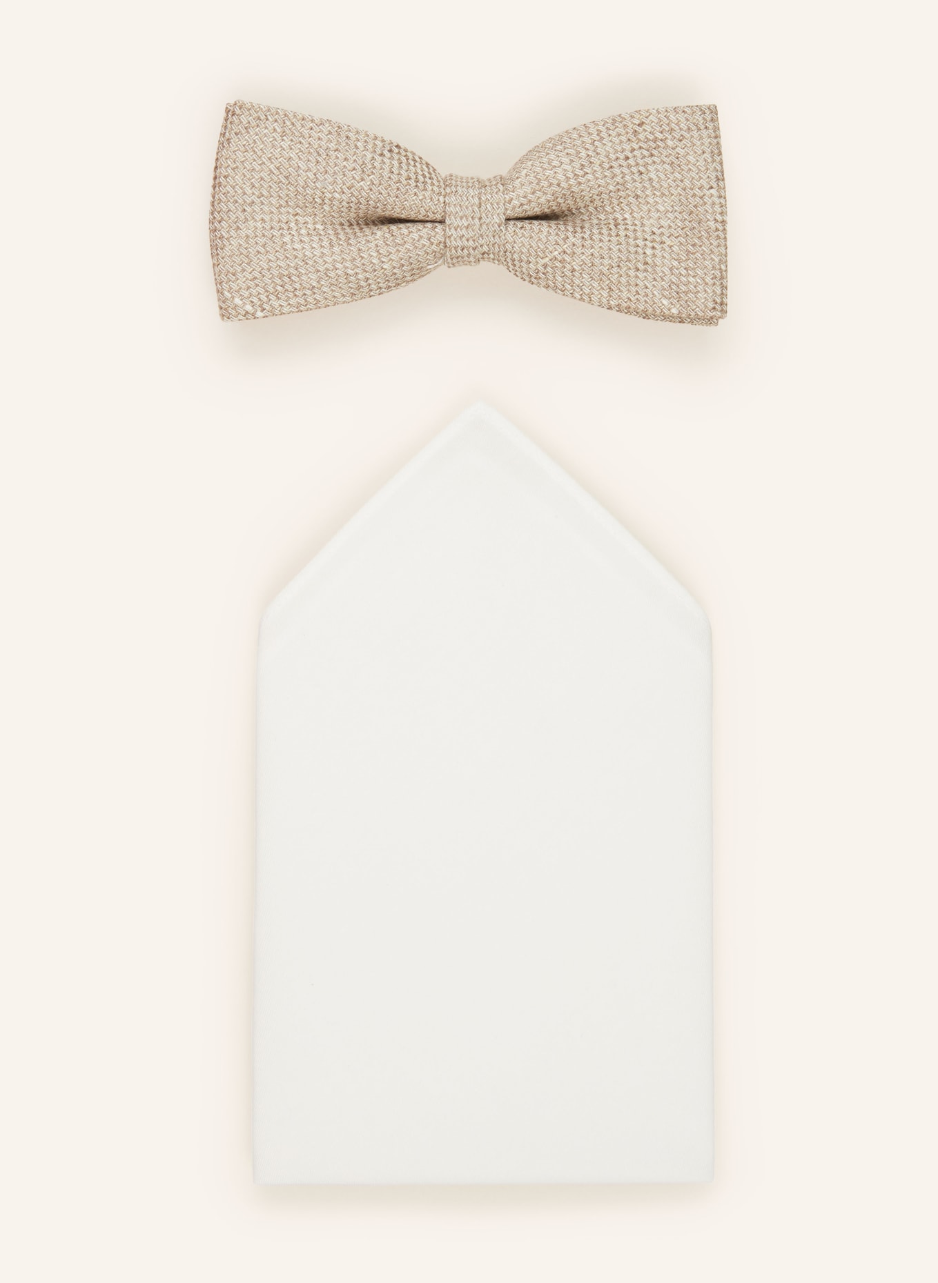 CG - CLUB of GENTS Set CG PIXTON: Bow tie and pocket square, Color: BEIGE/ WHITE (Image 1)