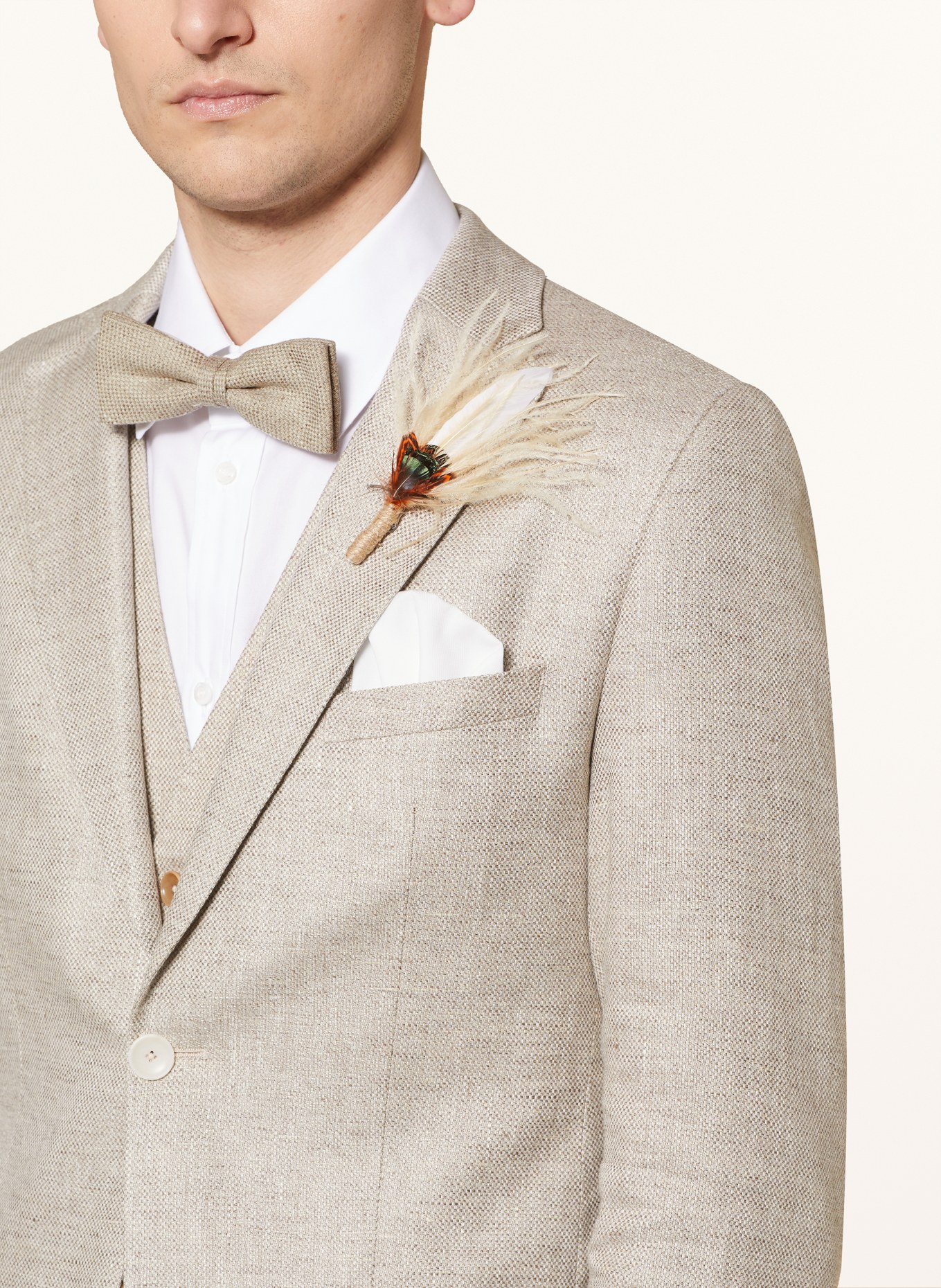 CG - CLUB of GENTS Set CG PIXTON: Bow tie and pocket square, Color: BEIGE/ WHITE (Image 6)