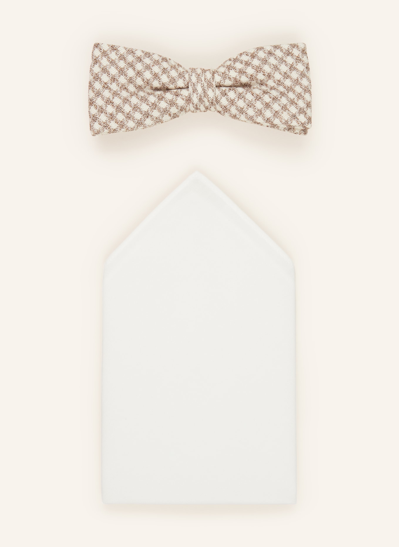 CG - CLUB of GENTS Set CG PIXTON: Bow tie and pocket square, Color: BROWN/ WHITE (Image 1)
