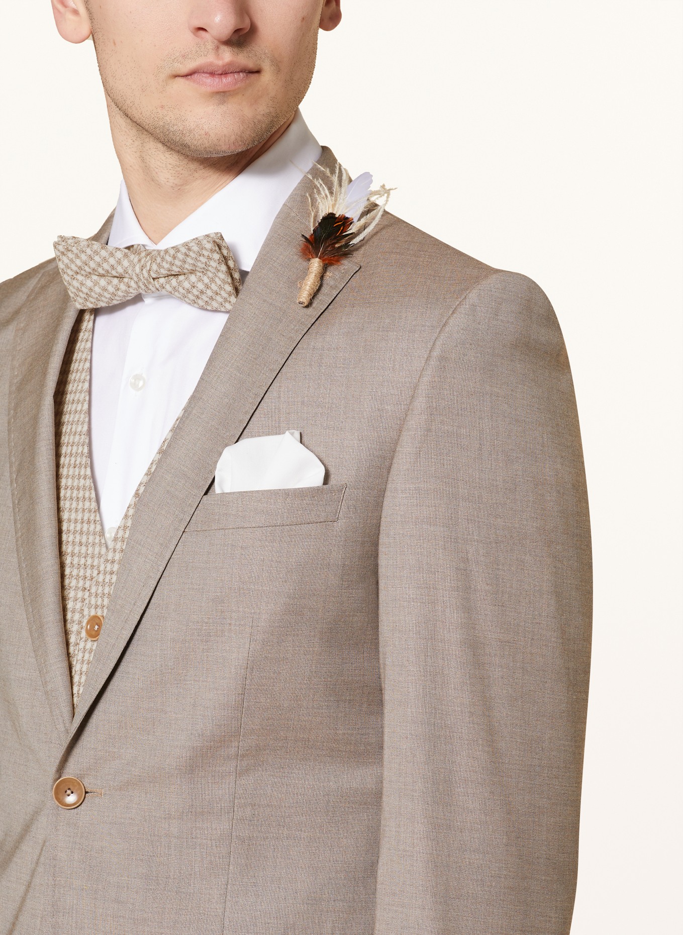 CG - CLUB of GENTS Set CG PIXTON: Bow tie and pocket square, Color: BROWN/ WHITE (Image 6)