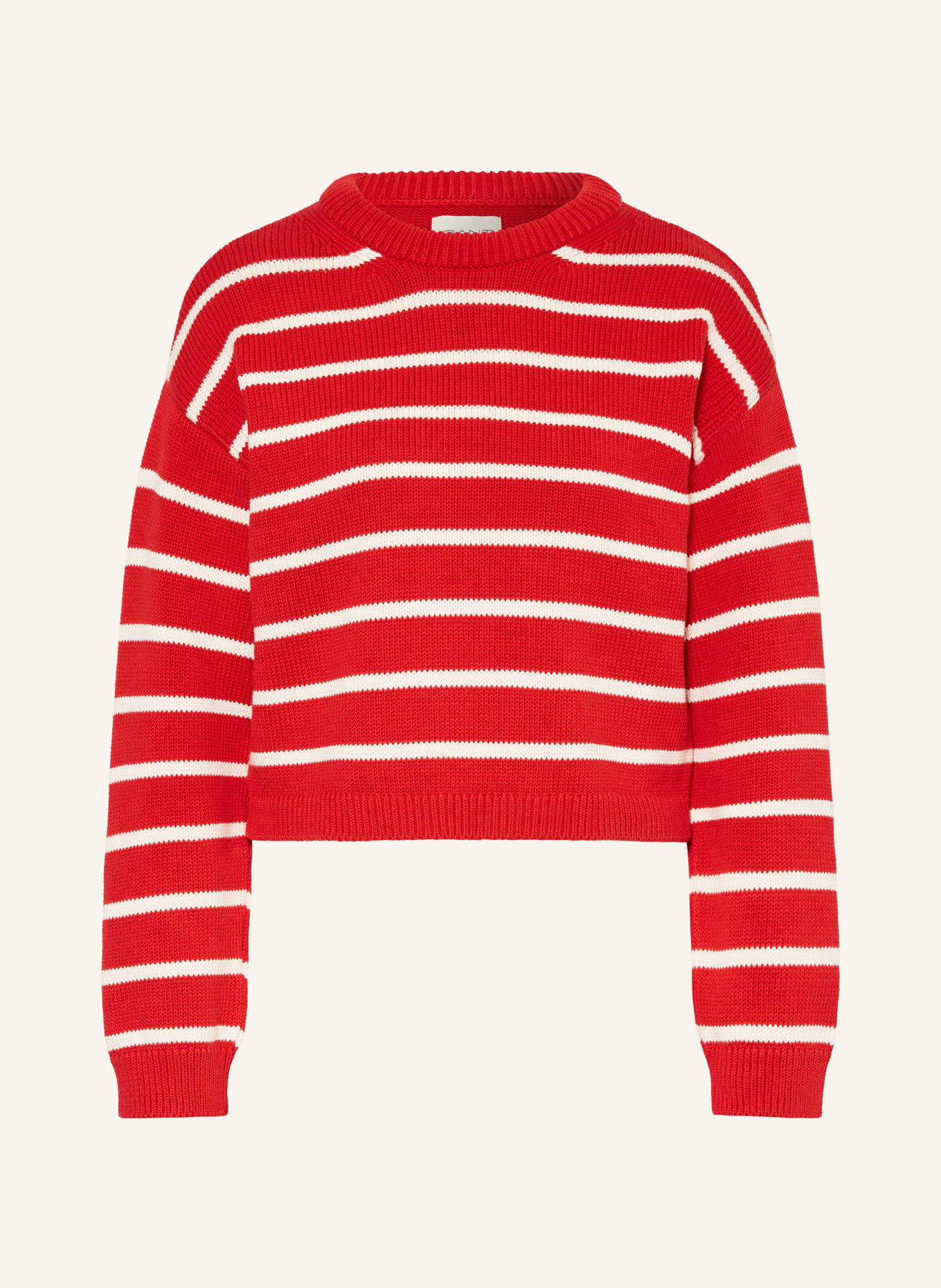 GANT Cropped-Pullover, Farbe: WEISS/ ROT (Bild 1)