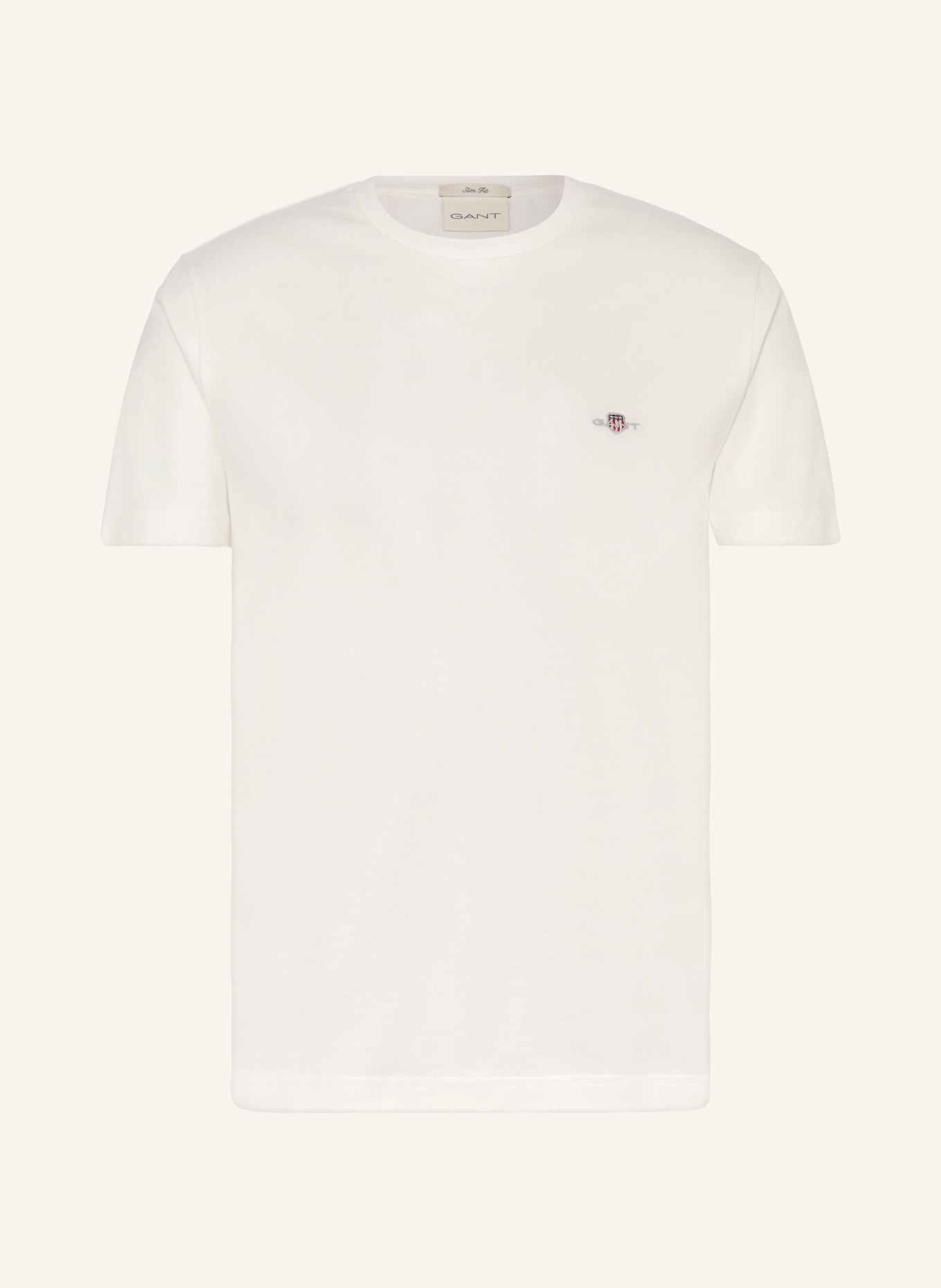 GANT T-shirt z materiału pika, Kolor: KREMOWY (Obrazek 1)