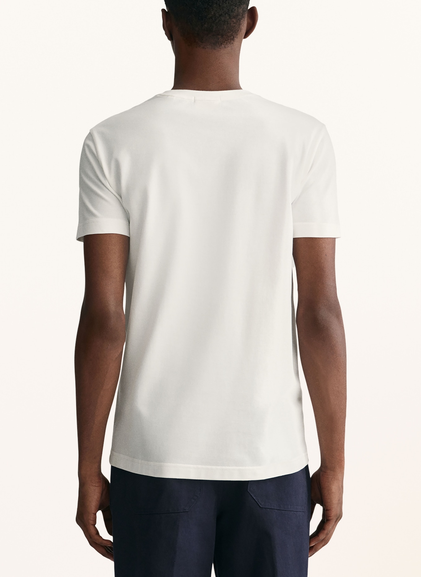 GANT T-shirt z materiału pika, Kolor: KREMOWY (Obrazek 3)