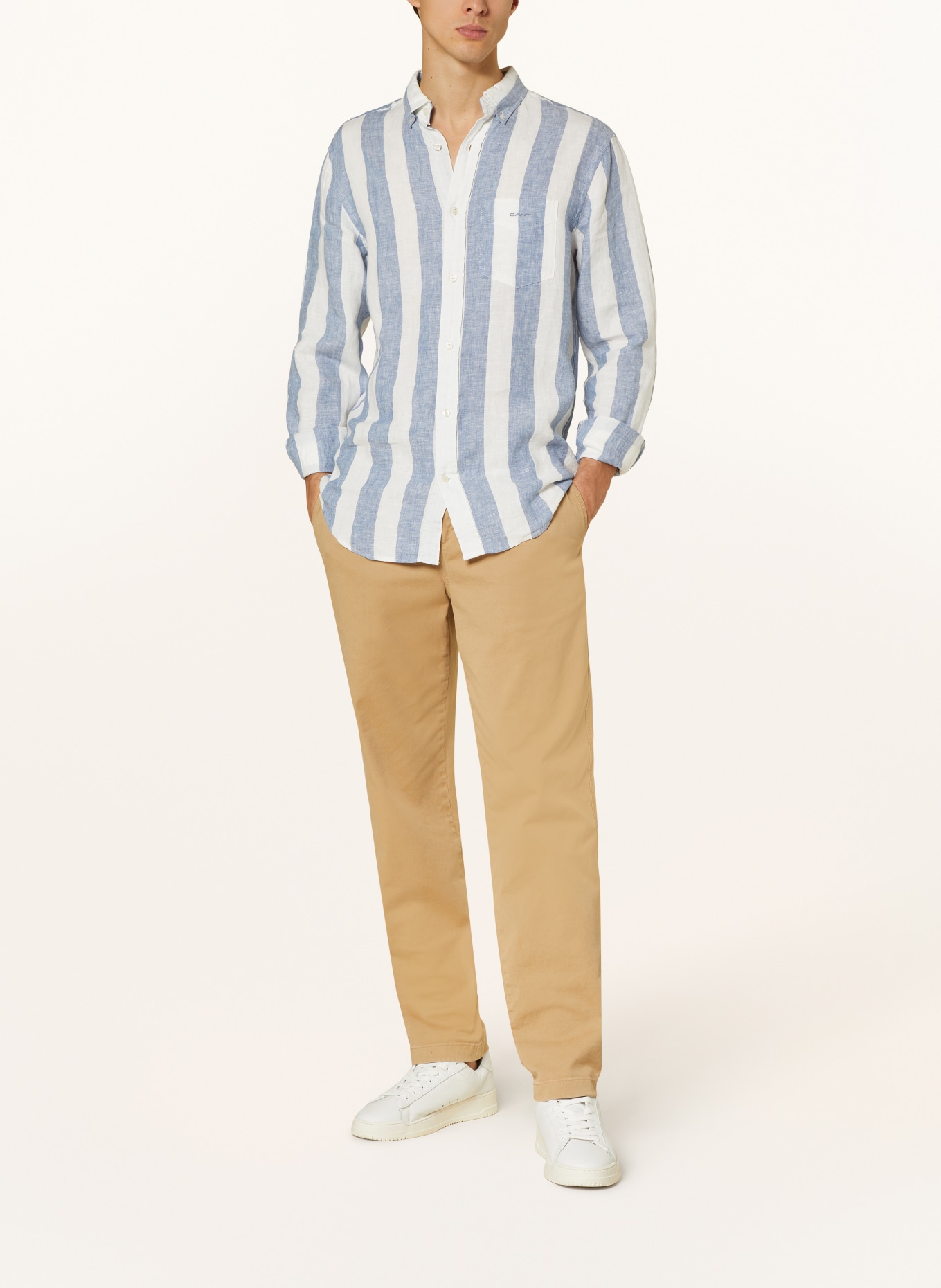 GANT Linen shirt comfort fit, Color: WHITE/ LIGHT BLUE (Image 2)