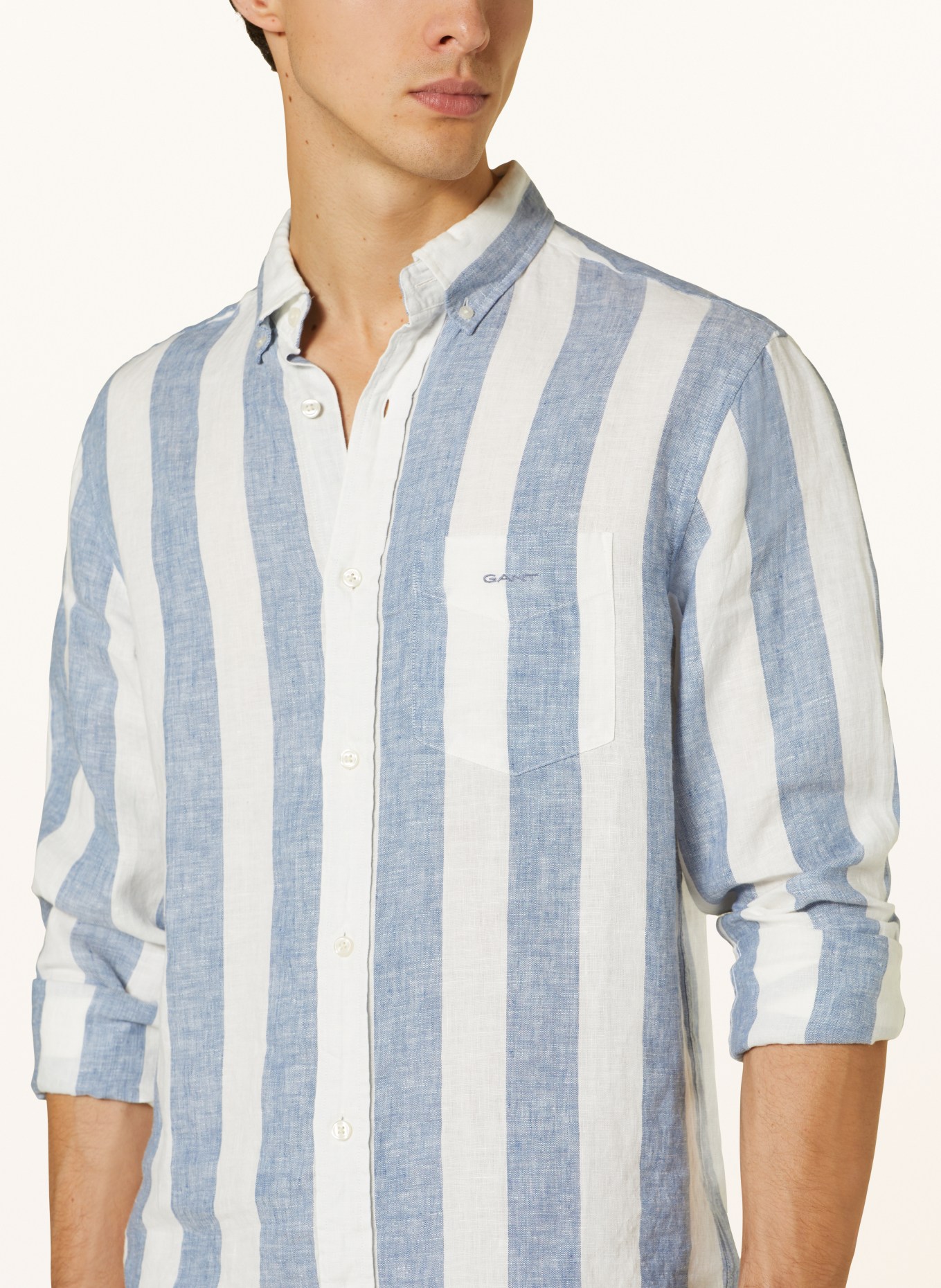 GANT Linen shirt comfort fit, Color: WHITE/ LIGHT BLUE (Image 4)