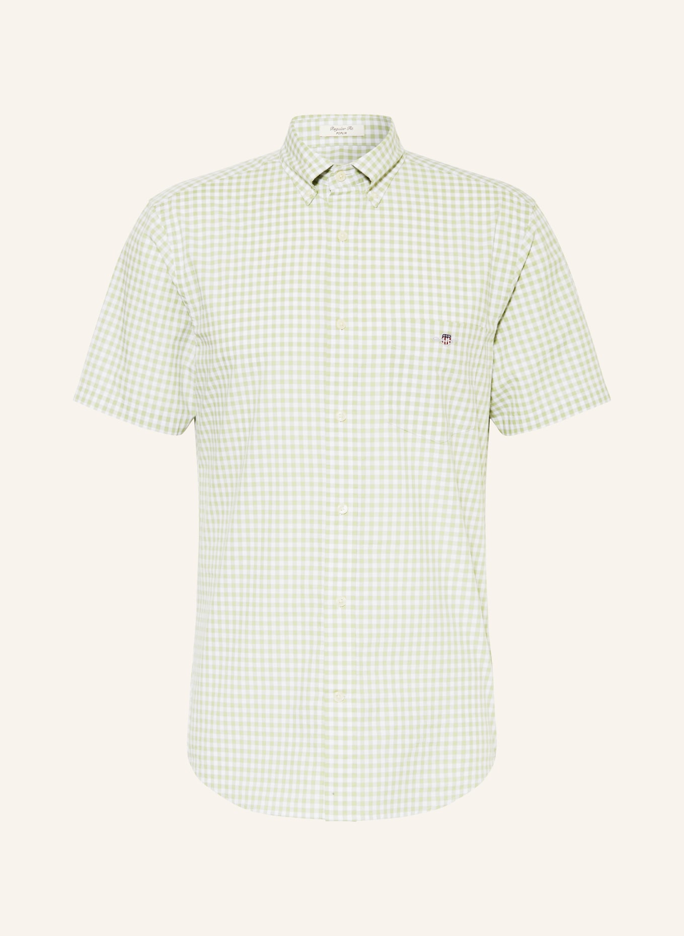GANT Short sleeve shirt regular fit, Color: LIGHT GREEN/ WHITE (Image 1)