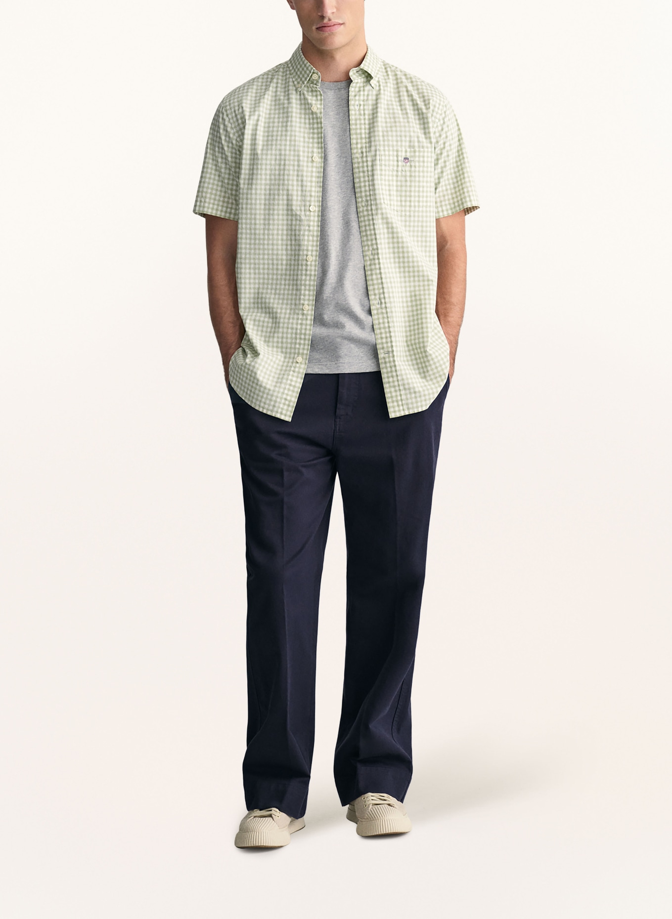 GANT Short sleeve shirt regular fit, Color: LIGHT GREEN/ WHITE (Image 2)